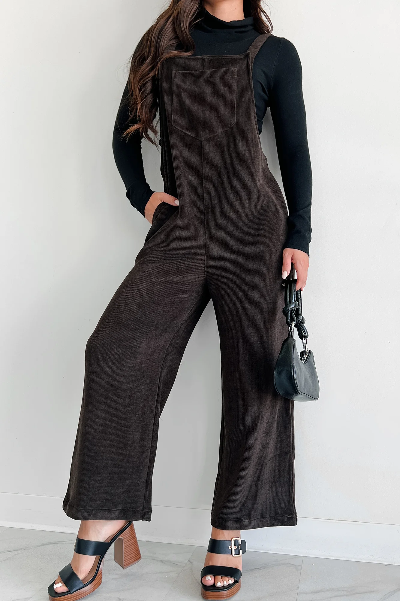 Playful Impression Soft Corduroy Overall Jumpsuit (Dark Brown) - Image 3