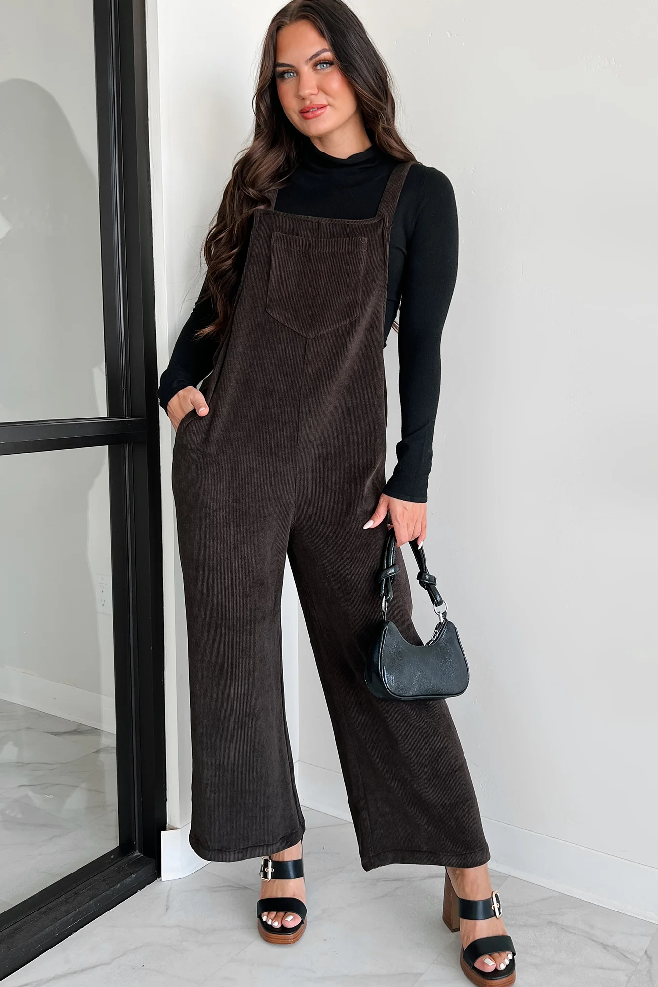 Playful Impression Soft Corduroy Overall Jumpsuit (Dark Brown) - Image 5