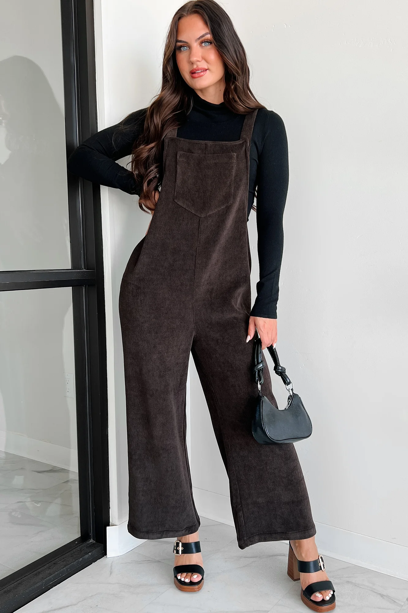 Playful Impression Soft Corduroy Overall Jumpsuit (Dark Brown) - Image 6