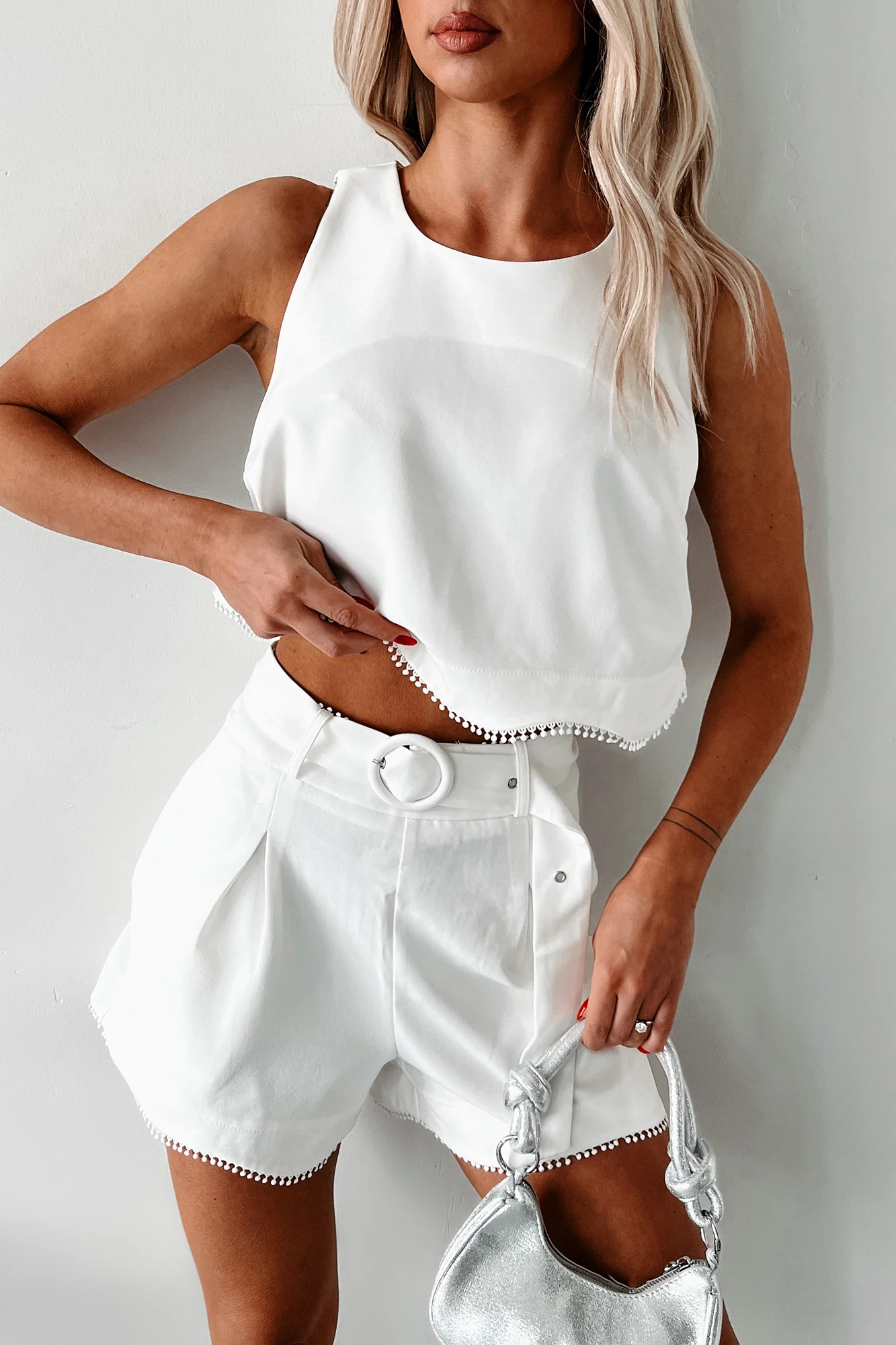 Poetry Of The Heart Crop Top & Shorts Set (White) - Image 8