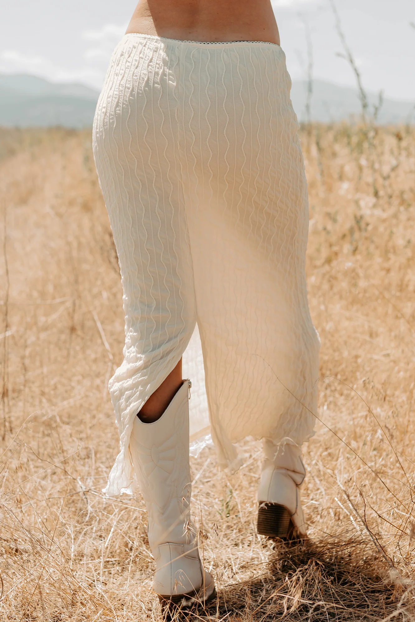 Polished Ease Textured Lace Maxi Skirt (Ivory) - Image 4
