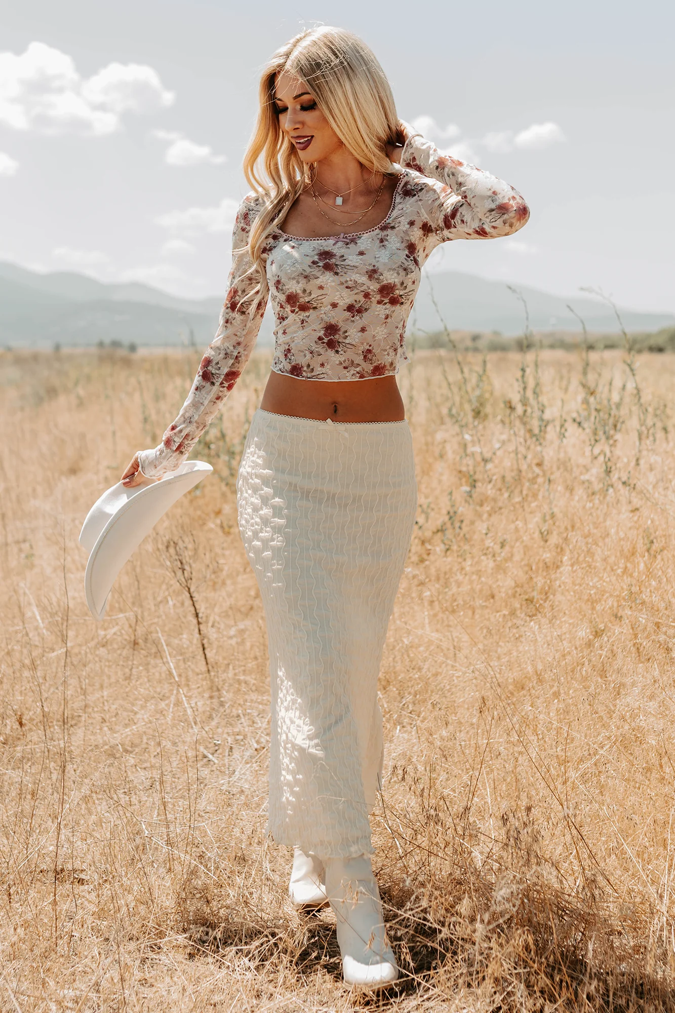 Polished Ease Textured Lace Maxi Skirt (Ivory) - Image 5