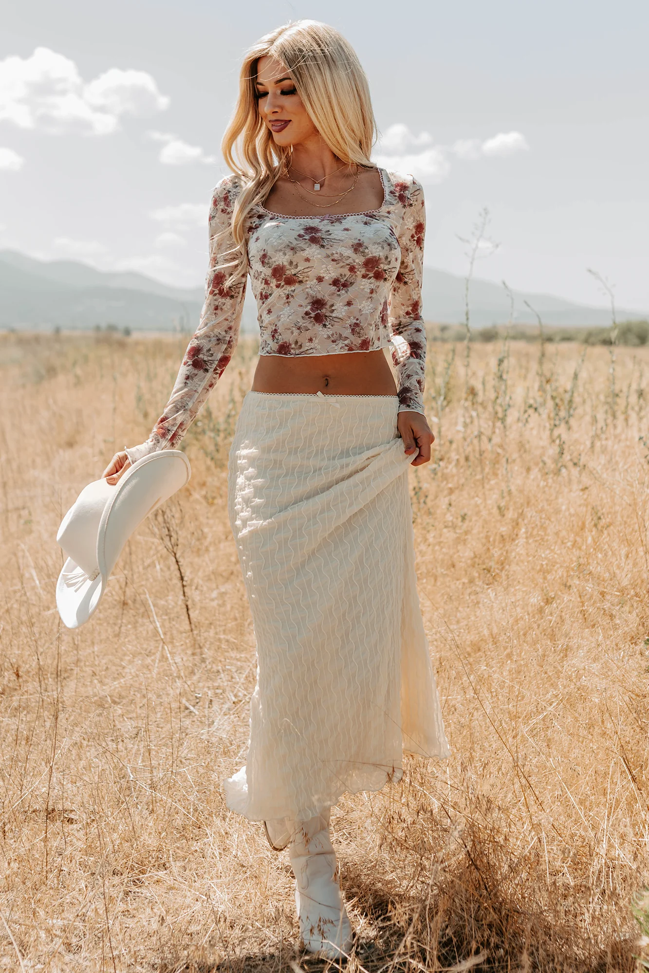 Polished Ease Textured Lace Maxi Skirt (Ivory) - Image 6
