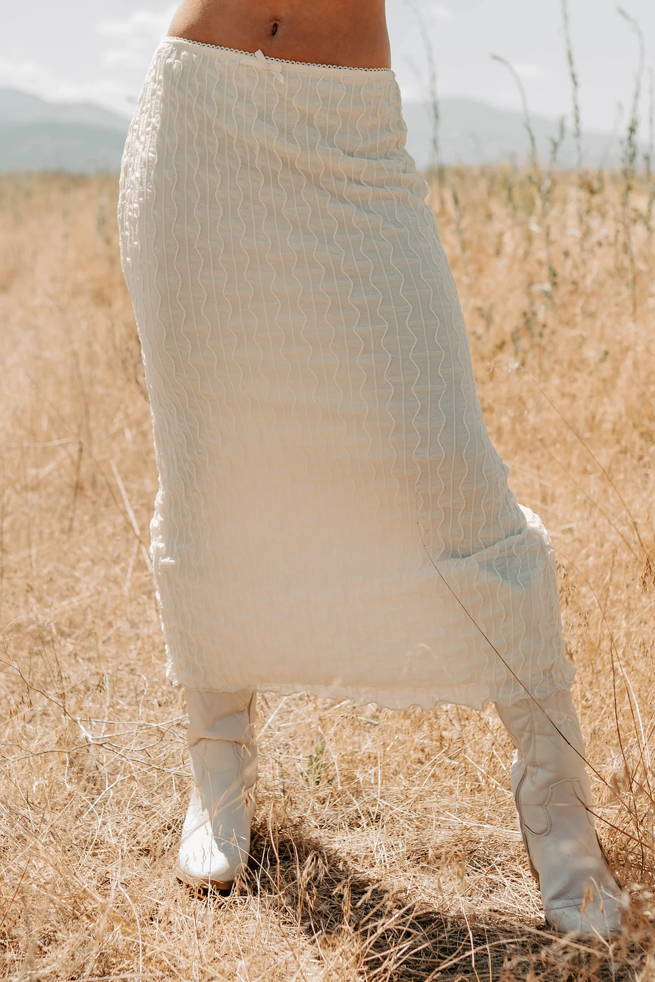 Polished Ease Textured Lace Maxi Skirt (Ivory) - Image 8