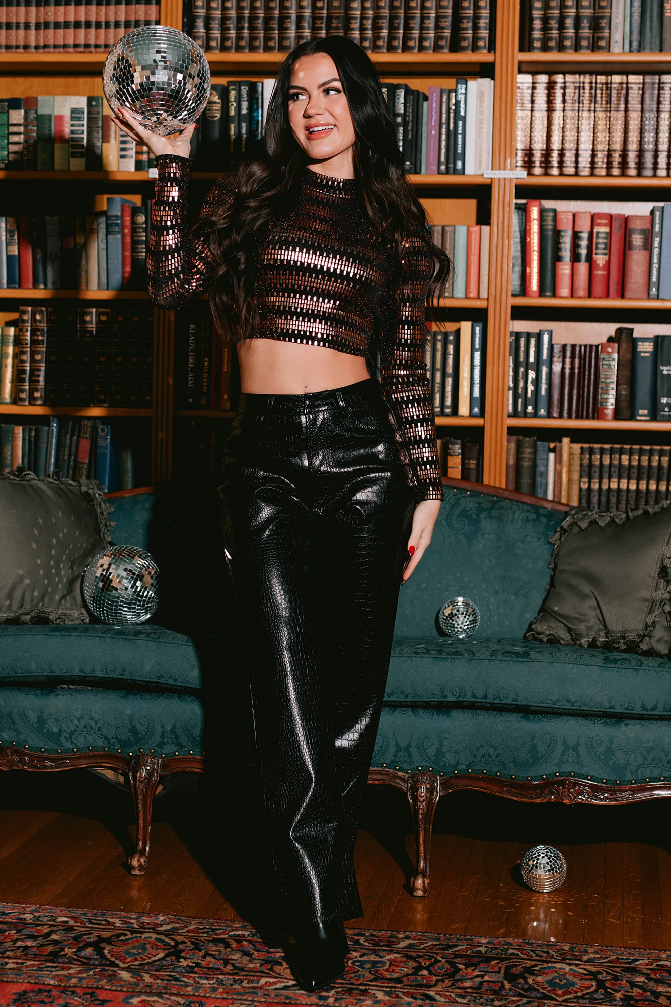 Pop The Bubbly Open Back Sequin Top (Black) - Image 13