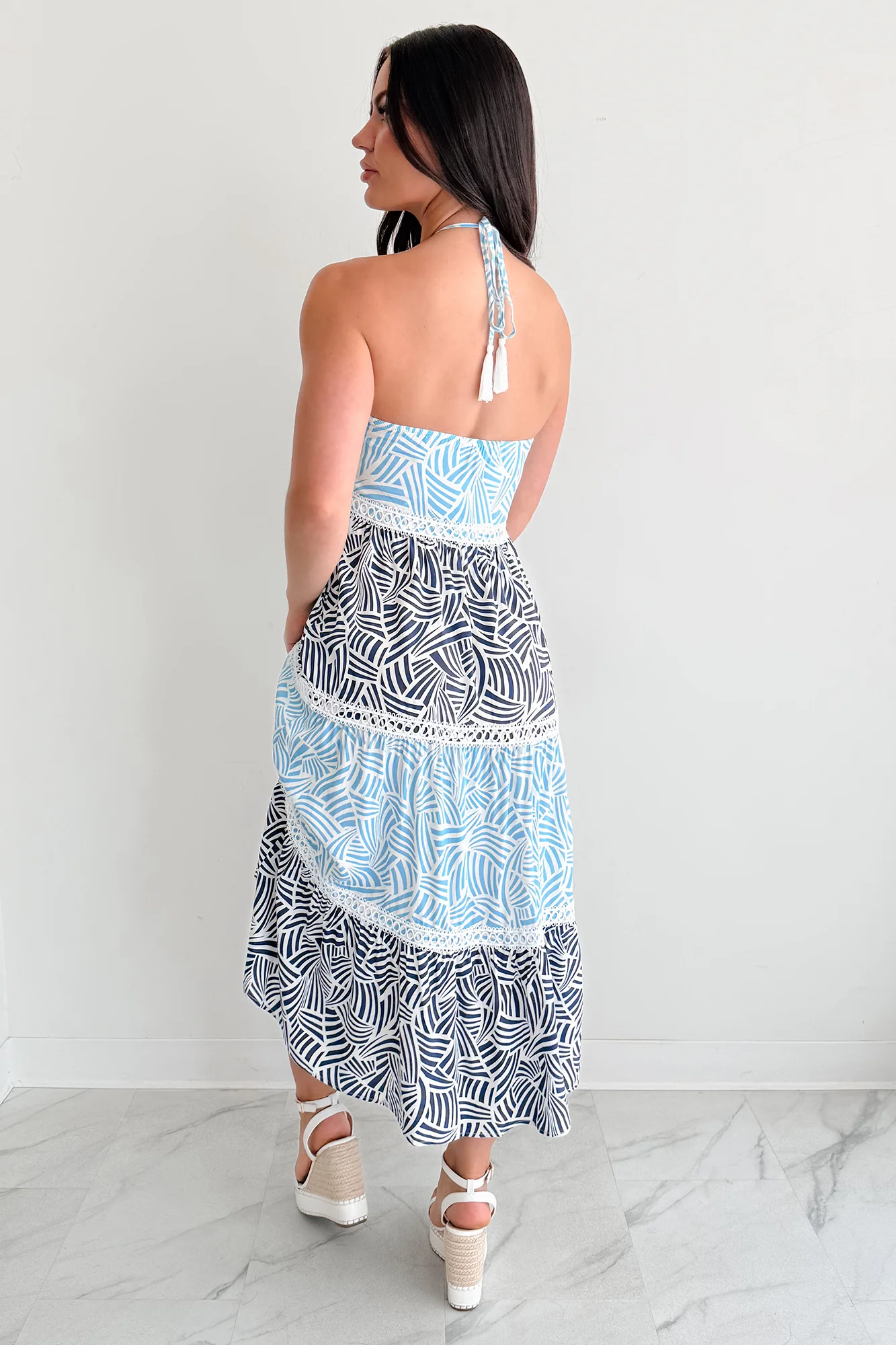 Postcard Hour Halter Maxi Dress (Blue/Navy) - Image 2