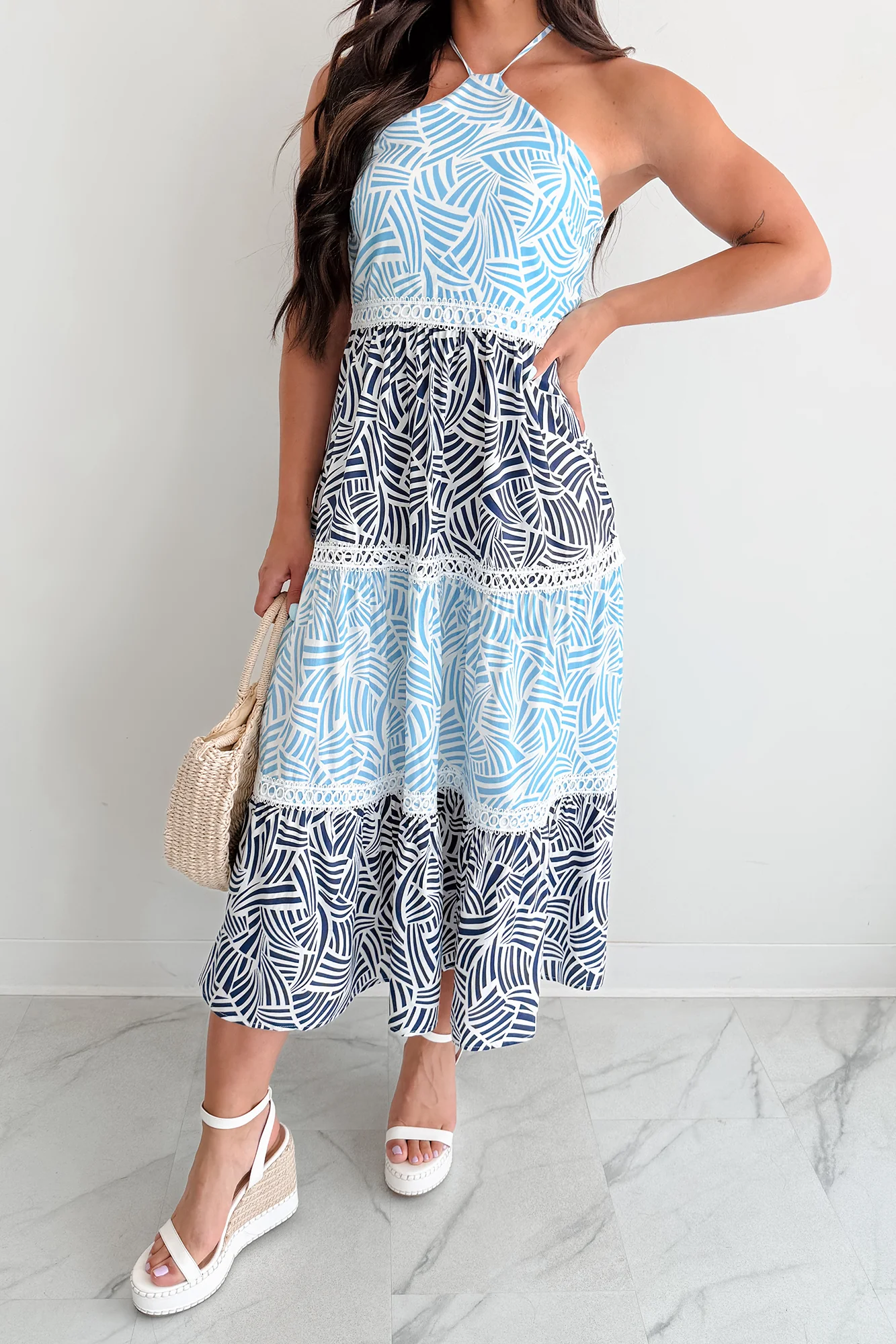 Postcard Hour Halter Maxi Dress (Blue/Navy) - Image 3