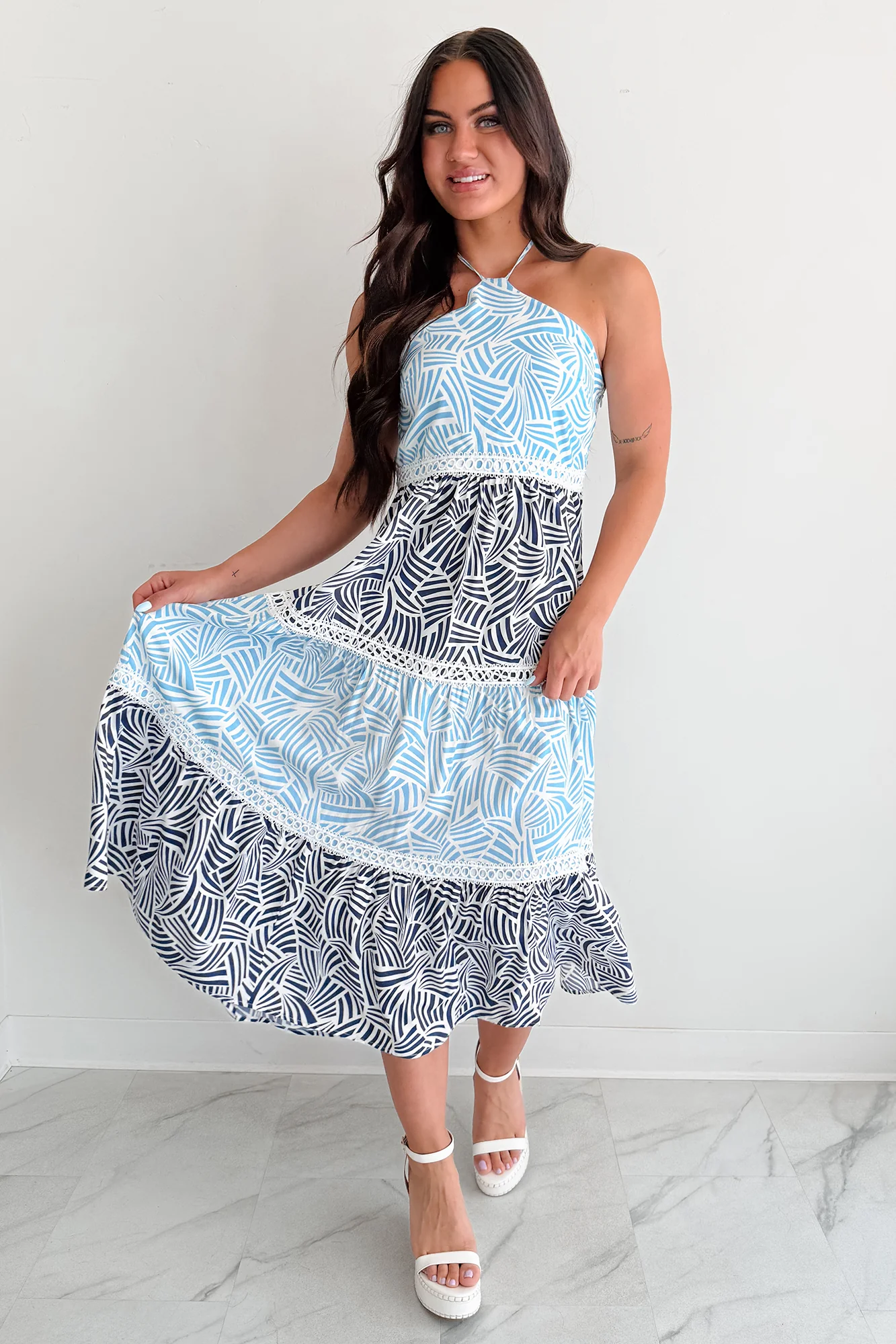 Postcard Hour Halter Maxi Dress (Blue/Navy) - Image 4