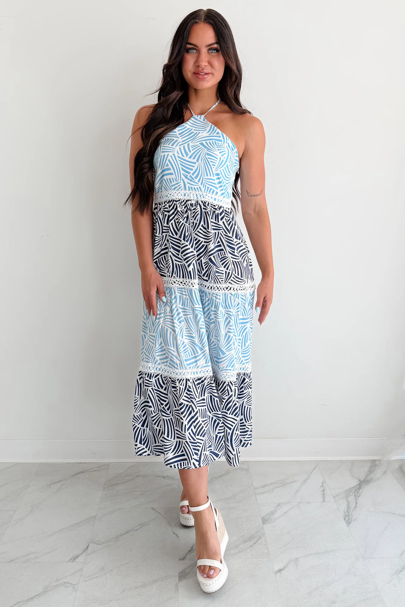 Postcard Hour Halter Maxi Dress (Blue/Navy) - Image 6