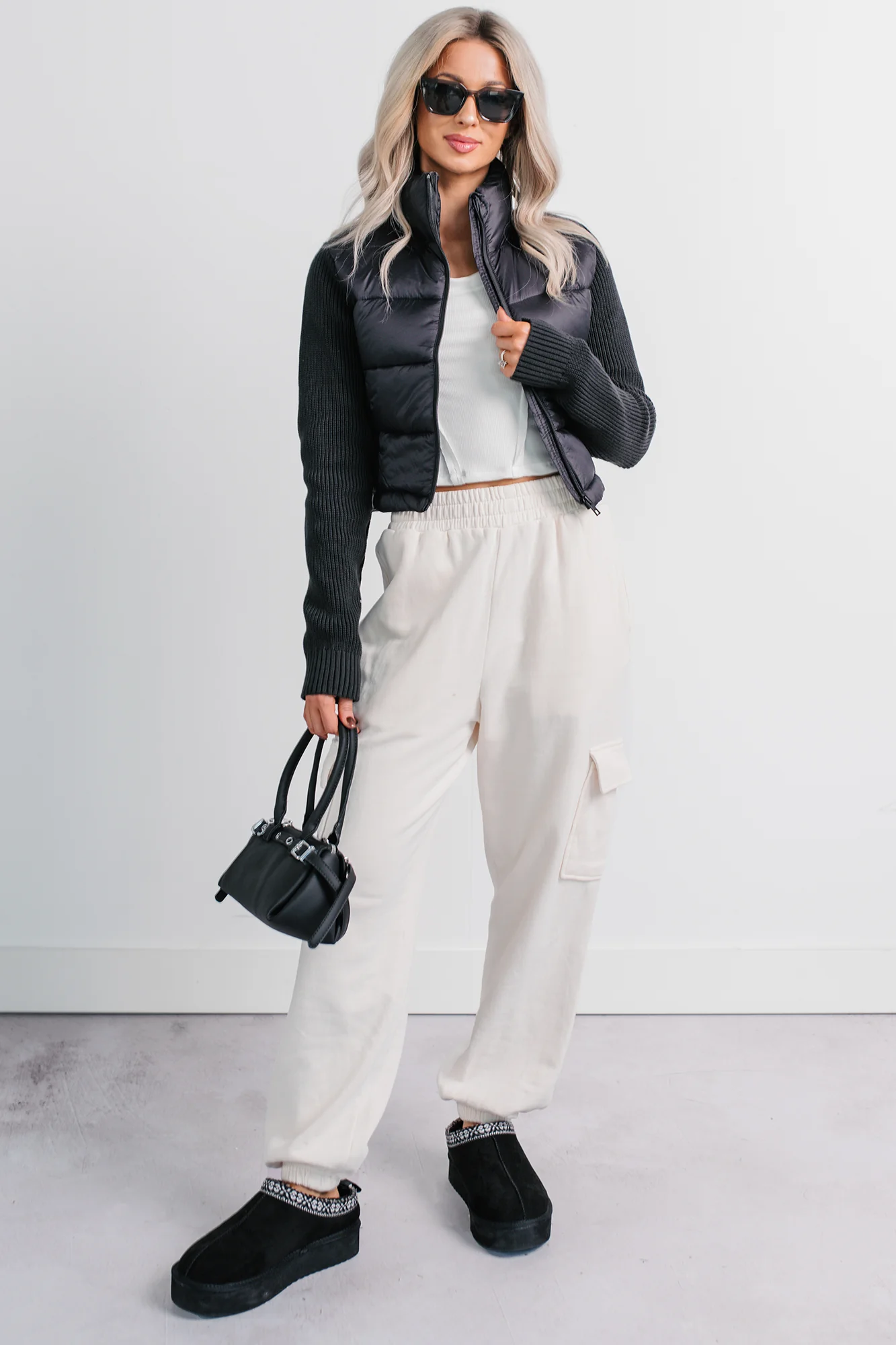 Practicing Patience Fleece Cargo Joggers (Ivory) - Image 6