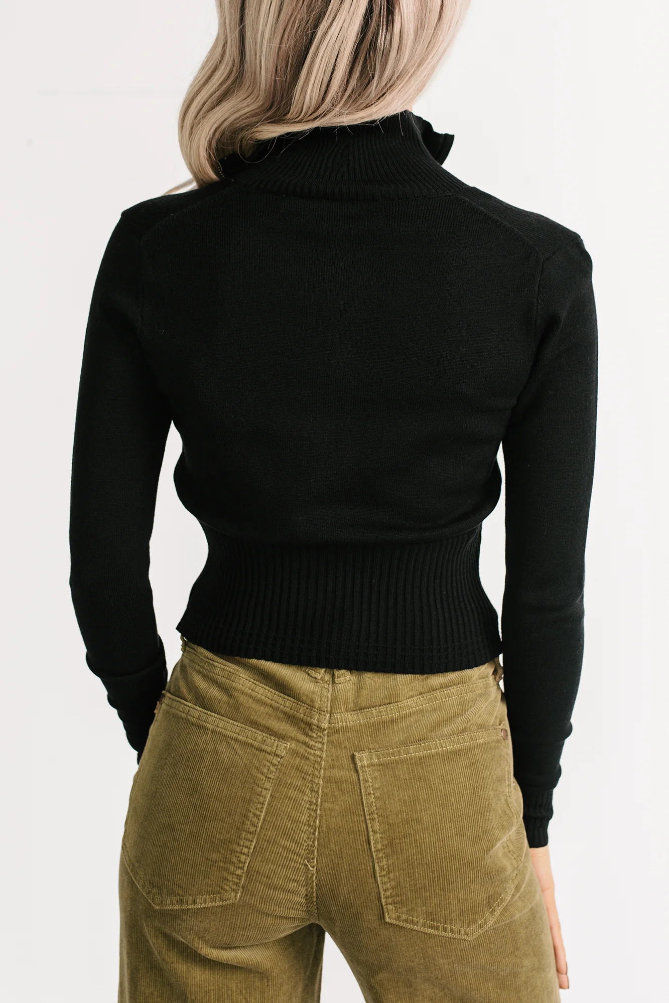 Preferred Taste Mock Neck Zip-Up Sweater (Black) - Image 4