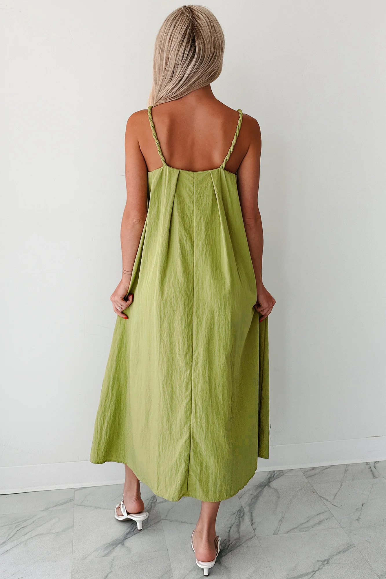 Pretend It’s Paris Sleeveless Midi Dress (Sage) - Image 4