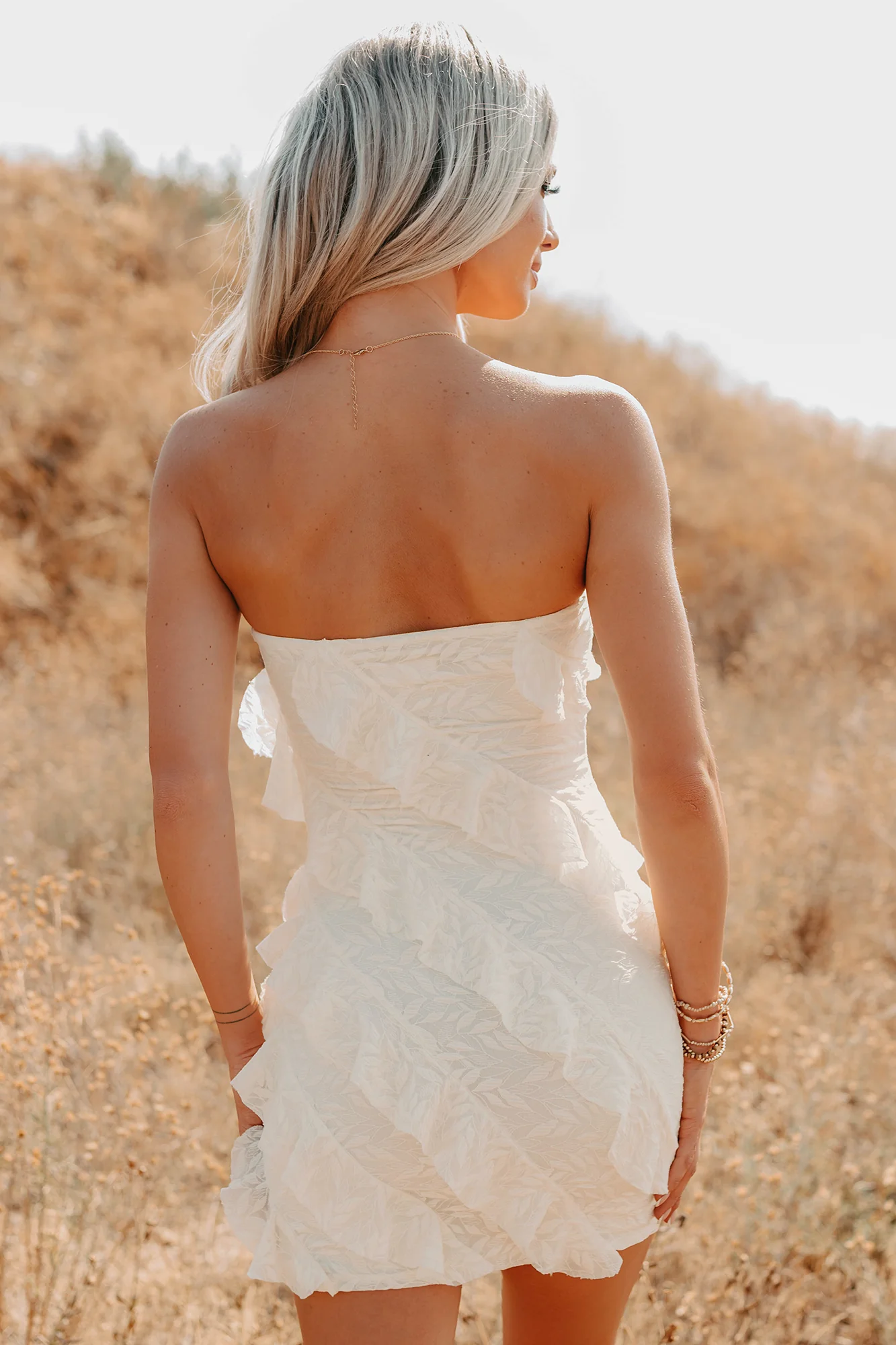 Prettiest Little Thing Strapless Ruffle Mini Dress (Off White) - Image 4