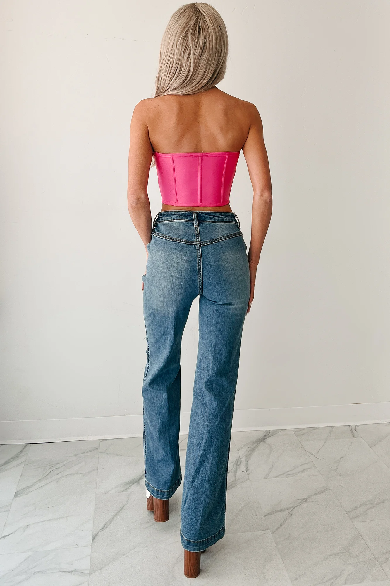 Pretty Please Strapless Corset Top (Hot Pink) - Image 4