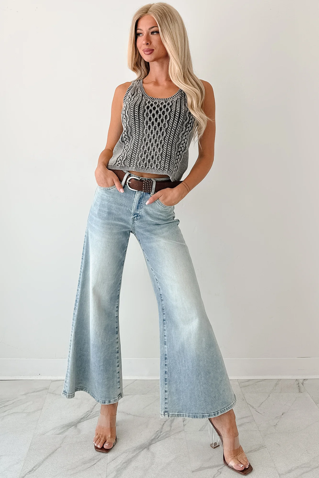 Prioritizing Peace Sleeveless Cable Knit Top (Black) - Image 7