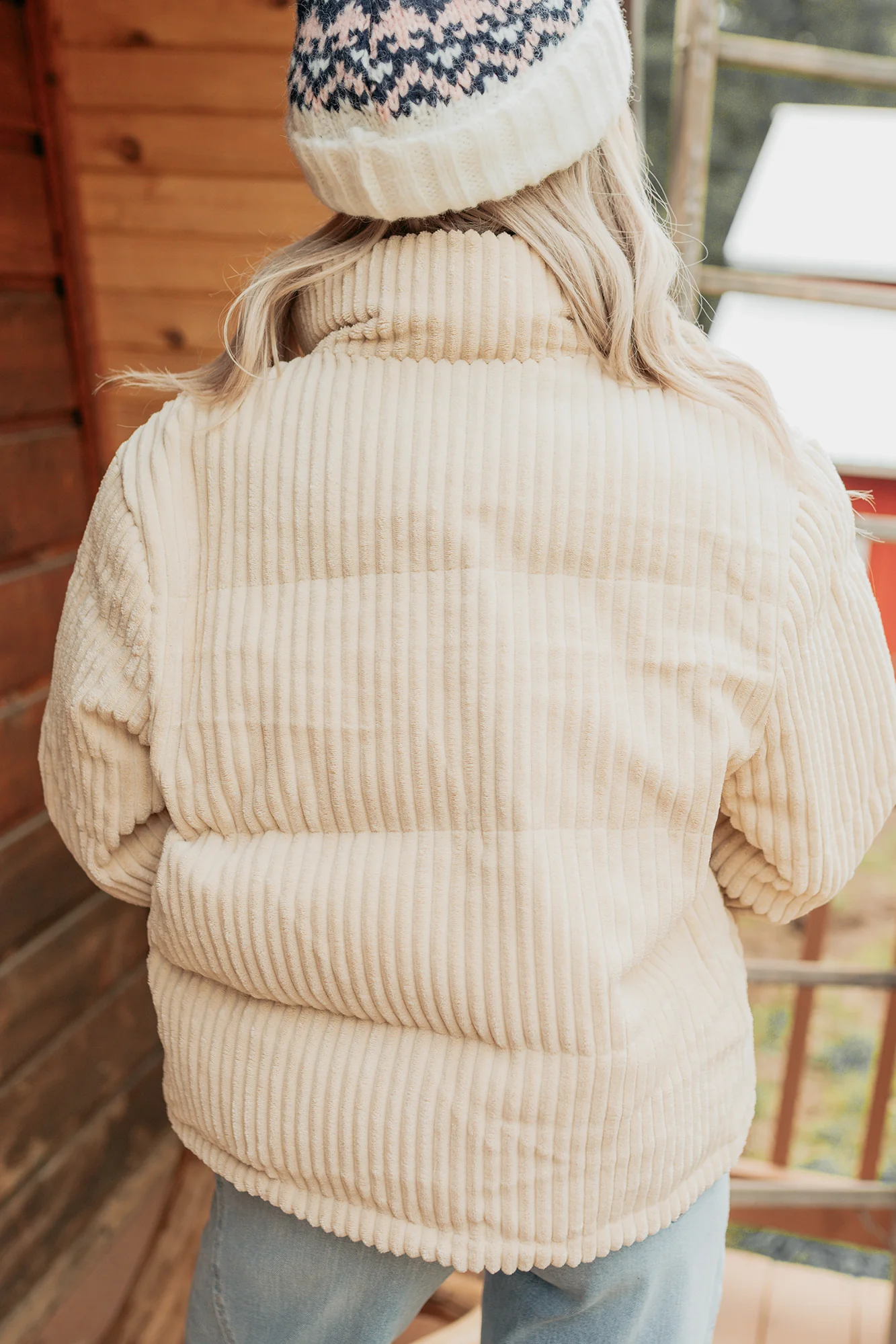 Purely Casual Corduroy Puffer Jacket (Cream) - Image 4