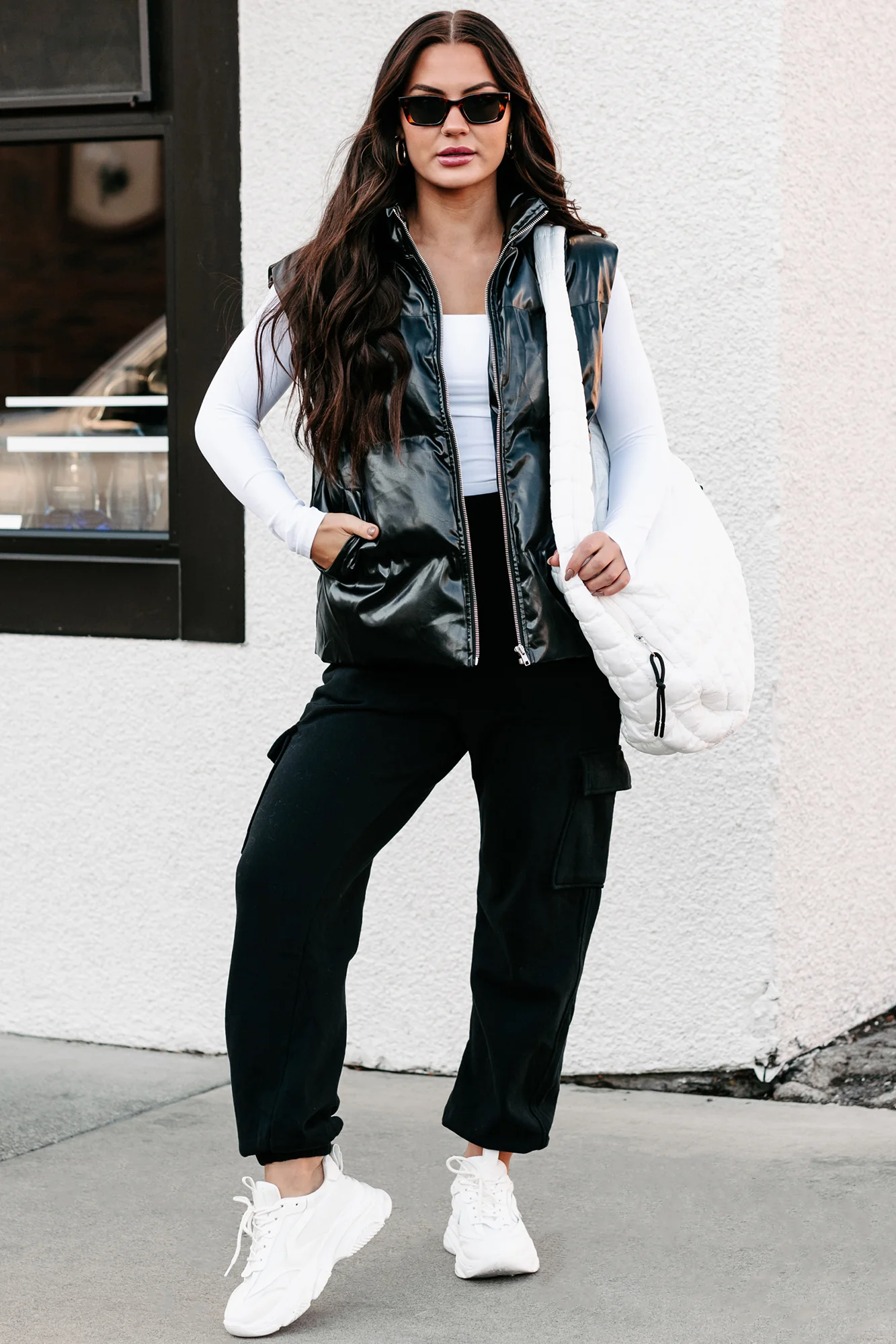 Put You In Your Place Patent Leather Puffer Vest (Black) - Image 12