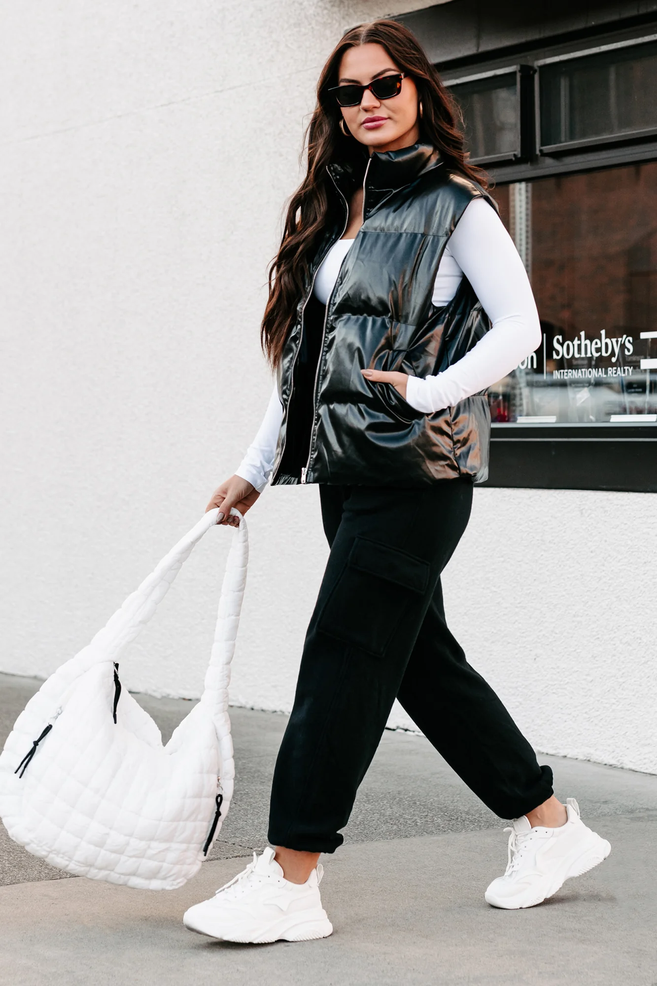Put You In Your Place Patent Leather Puffer Vest (Black) - Image 5