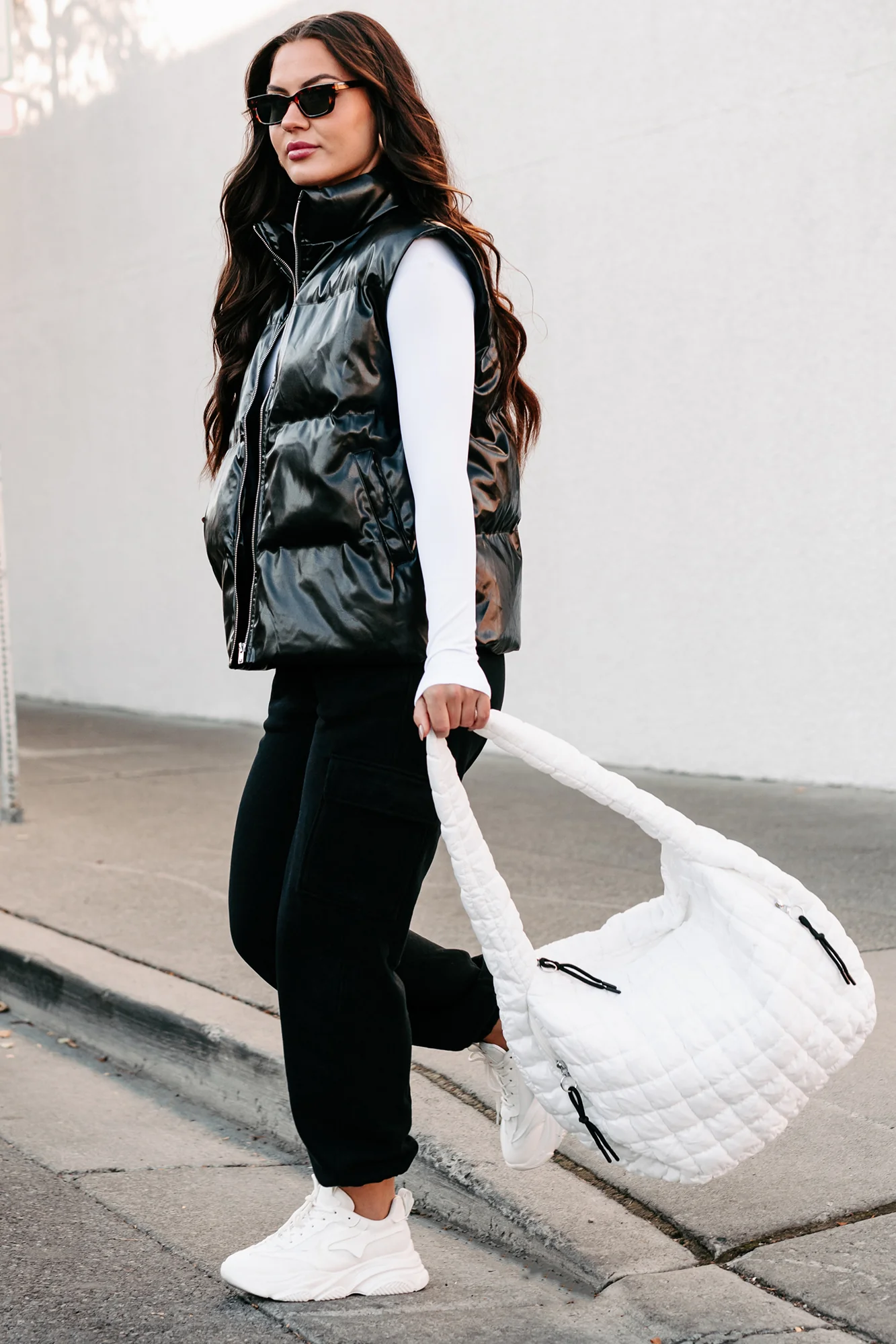 Put You In Your Place Patent Leather Puffer Vest (Black) - Image 6