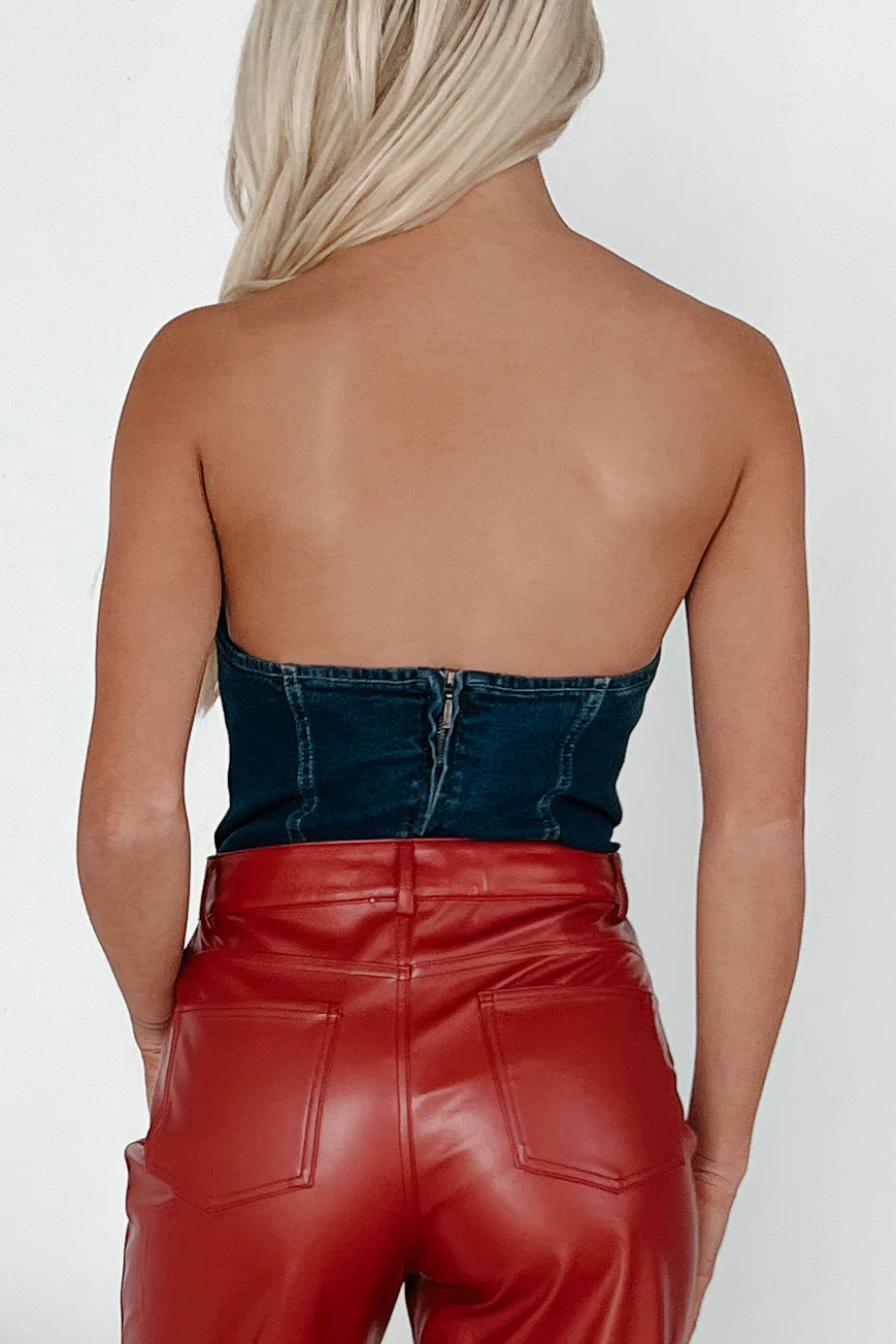 Queen Of Confidence Denim Corset Top (Dark Denim) - Image 4