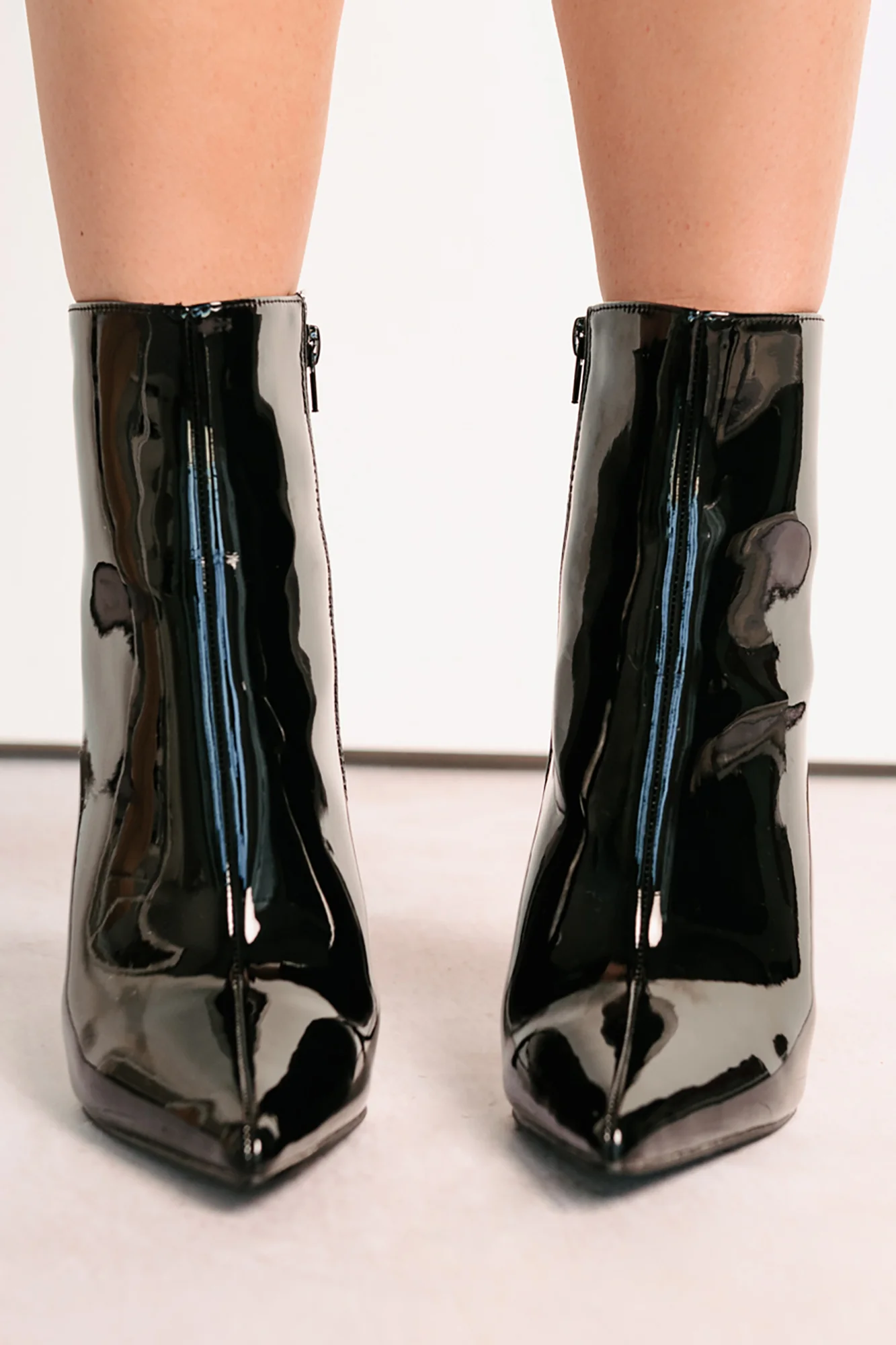 Queen Status Pointed Toe Heeled Booties (Black Patent) - Image 3