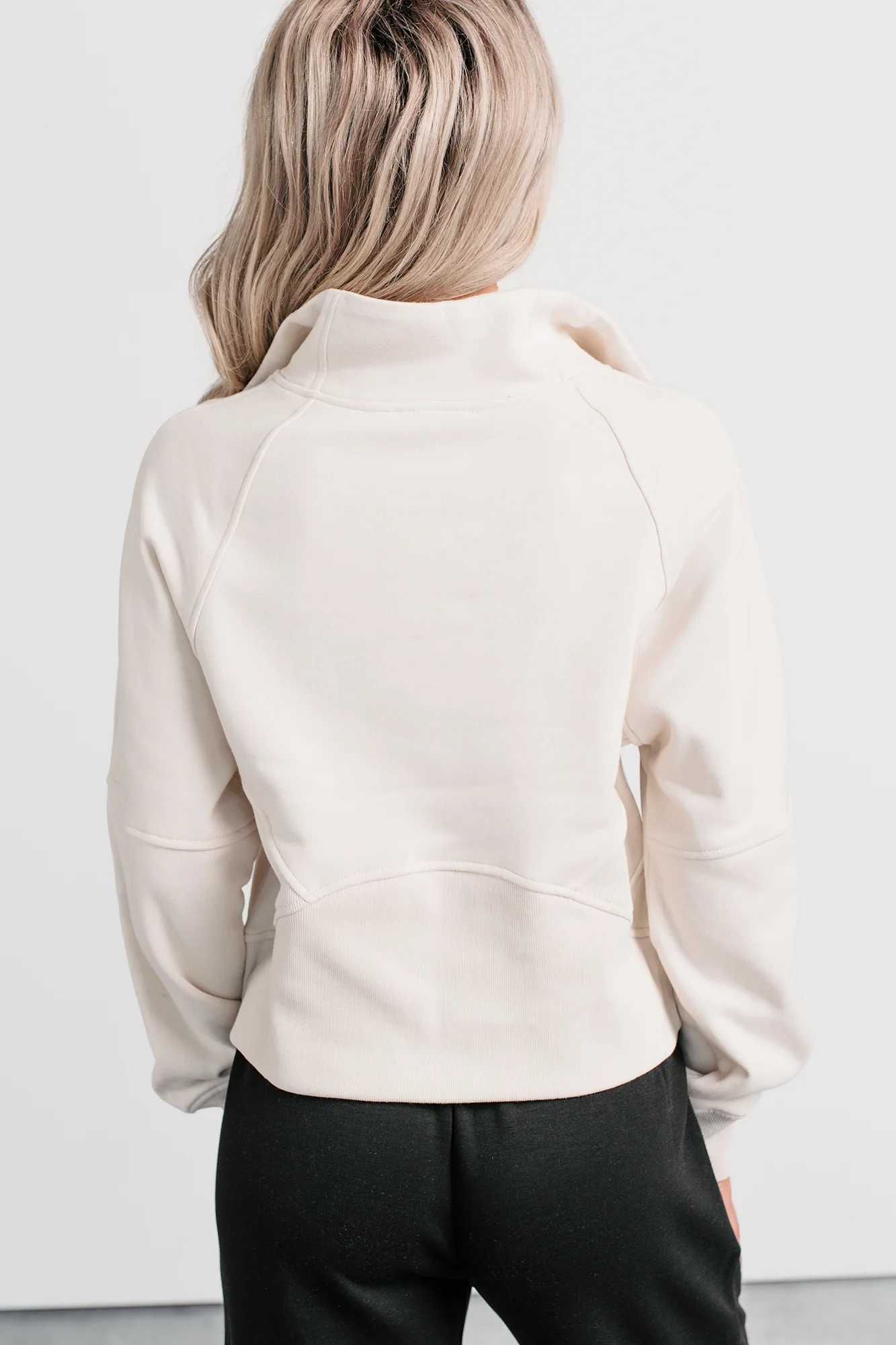 Quiet As Clouds Half-Zip Sweatshirt (Sand Beige) - Image 3