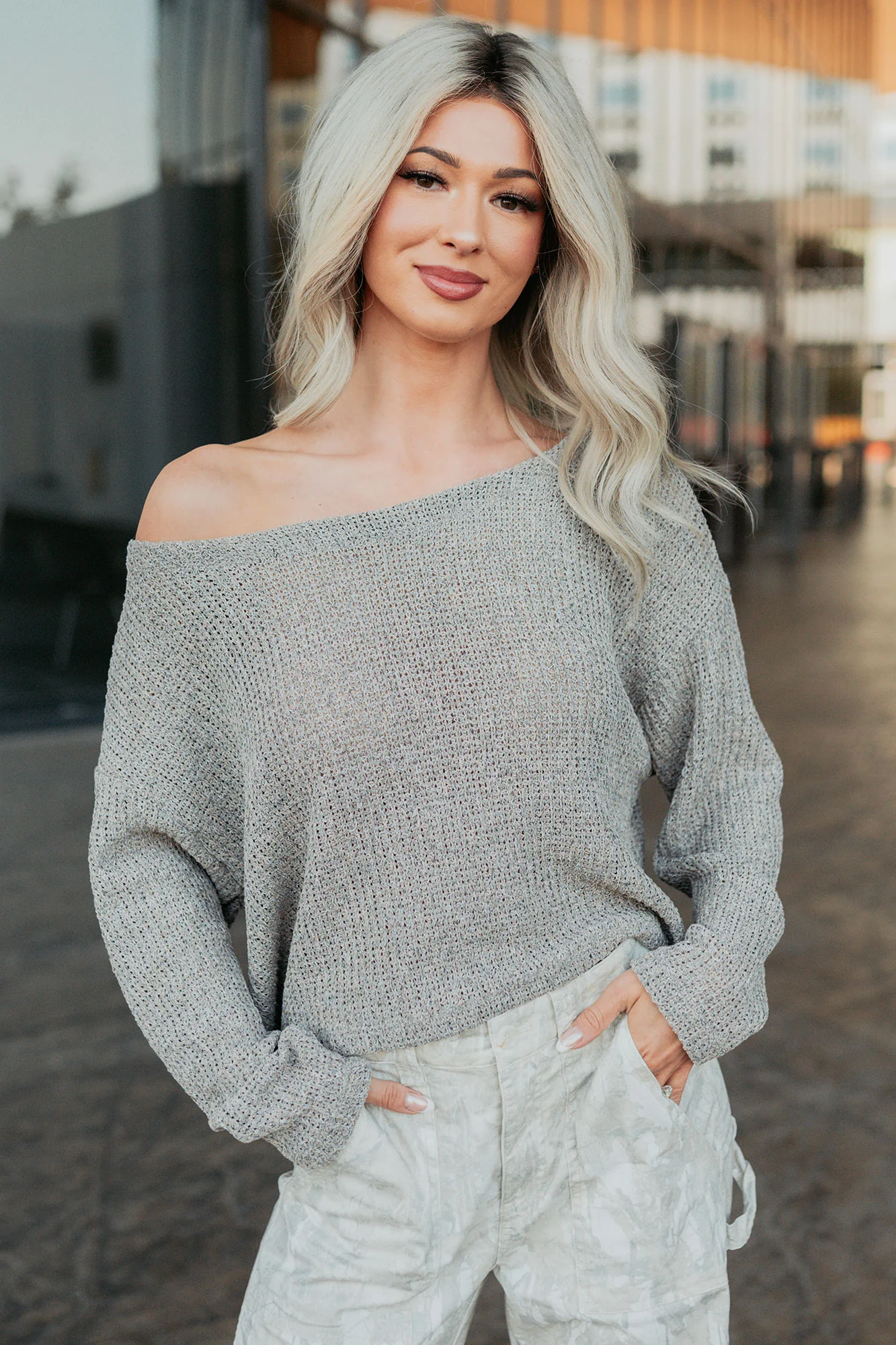 Quiet & Close Wide Neck Sweater (Taupe) - Image 7