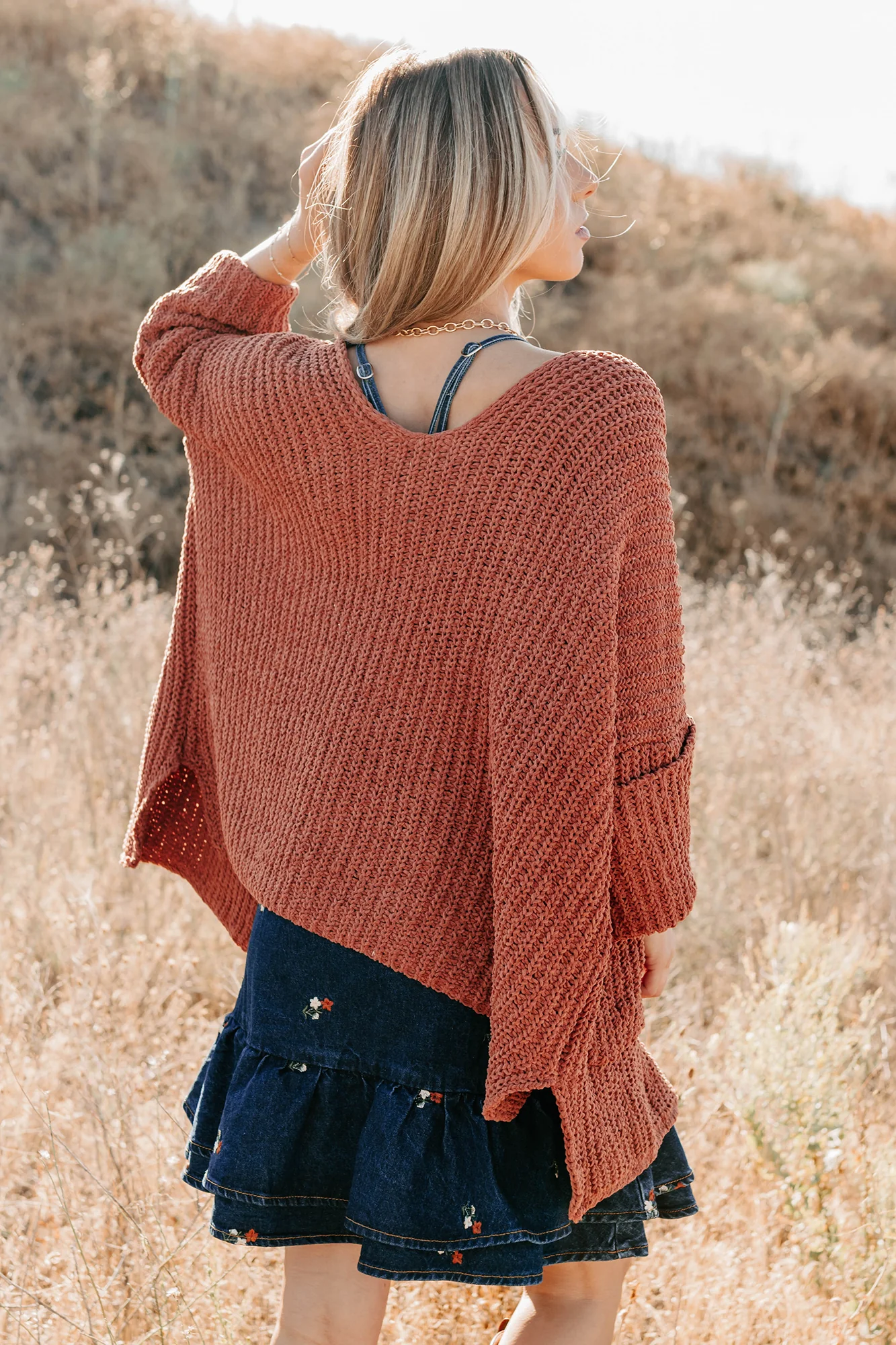 Quiet Times Cuffed Sleeve POL Cardigan (Brick) - Image 2