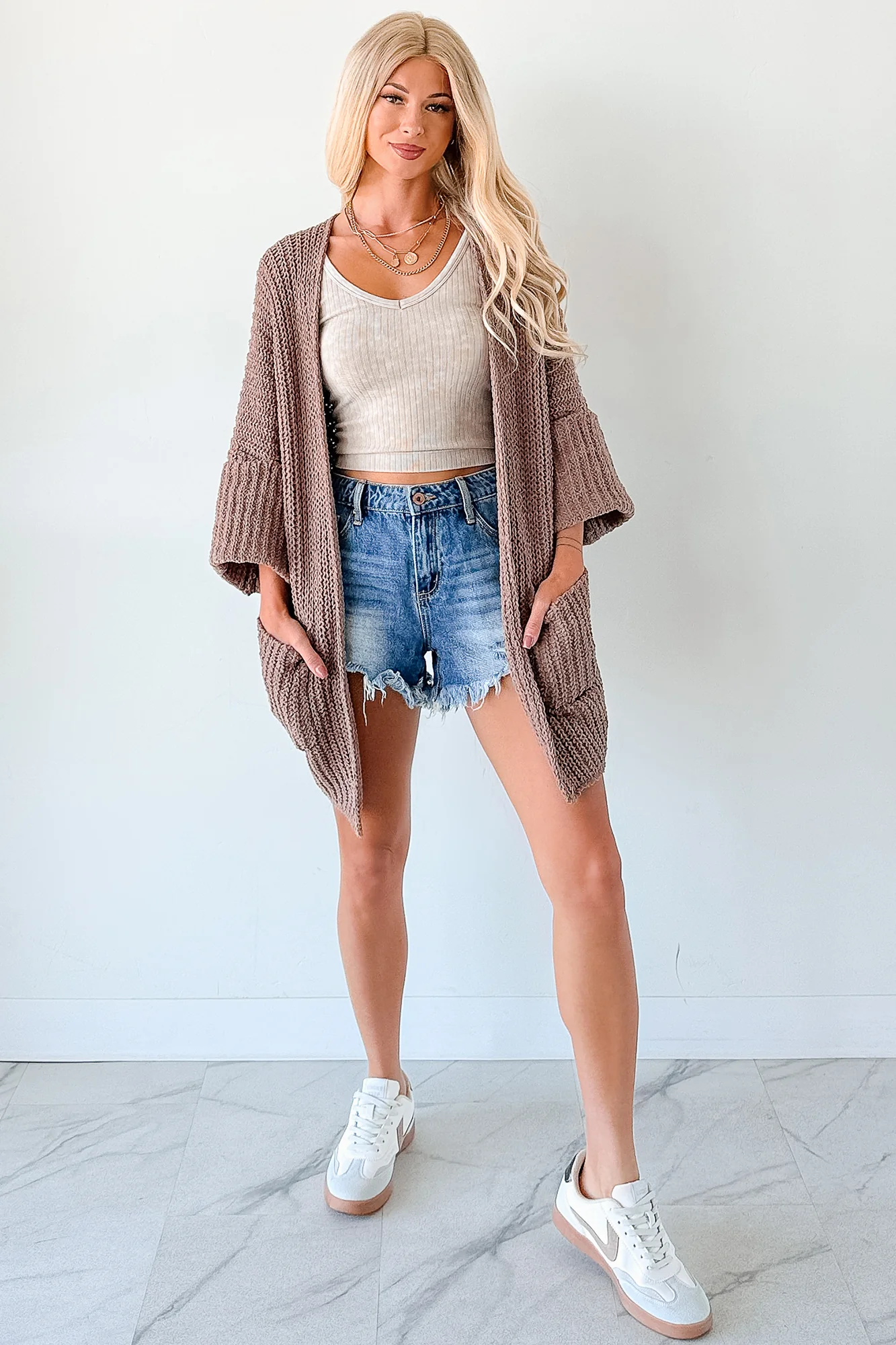 Quiet Times Cuffed Sleeve POL Cardigan (Chocolate) - Image 11