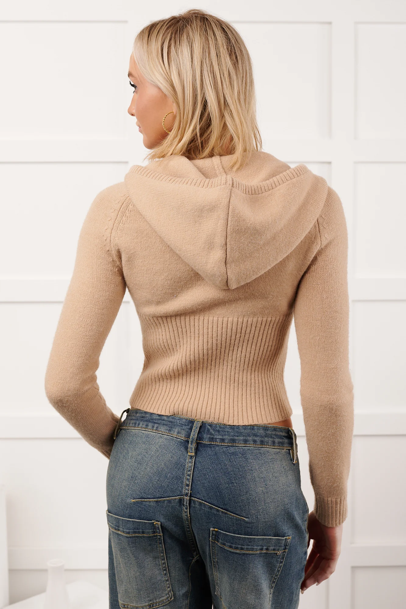 Quietly Content Zip-Up Hooded Knit Jacket (Mocha) - Image 7