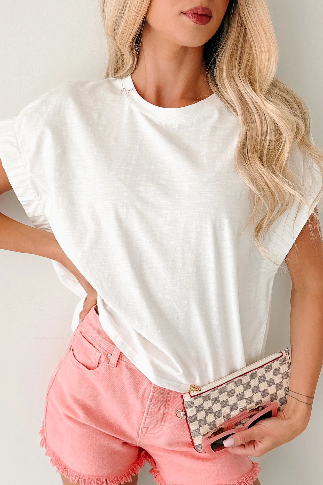 Quietly That Girl Elastic Sleeve Top (Off White) - Image 9