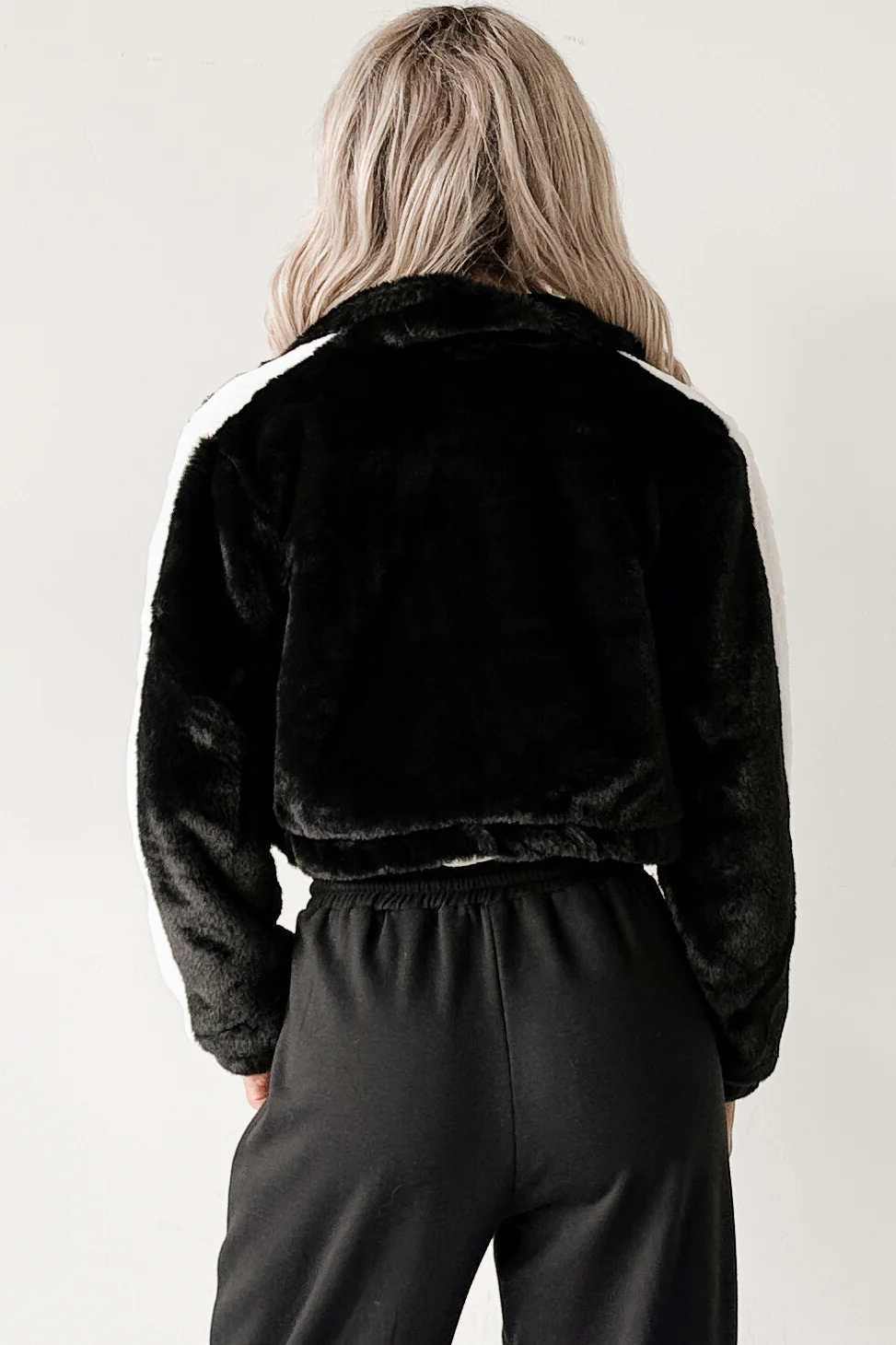 Radiance Rule Faux Fur Cropped Jacket (Black) - Image 4