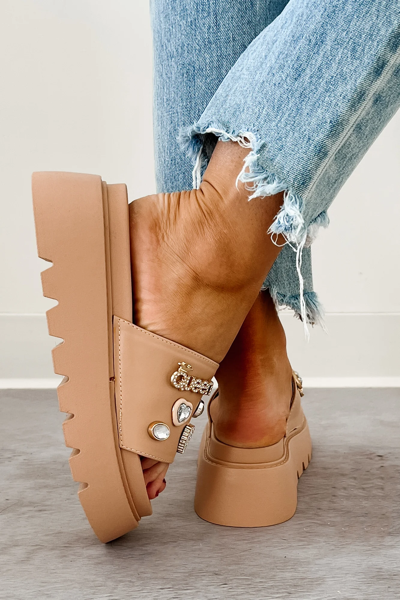 Radiant Bliss Embezzled Platform Sandal (Nude) - Image 3