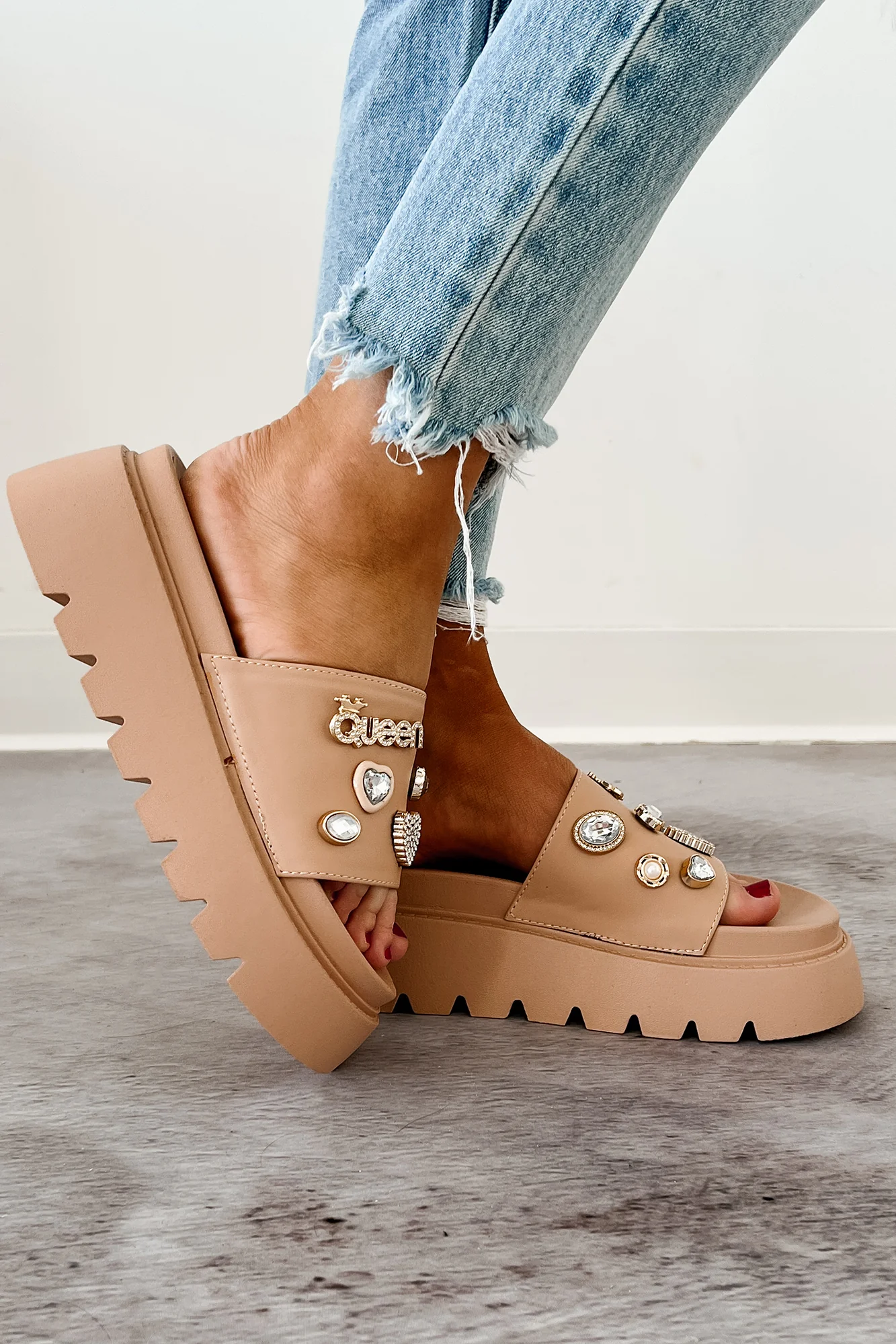 Radiant Bliss Embezzled Platform Sandal (Nude) - Image 7
