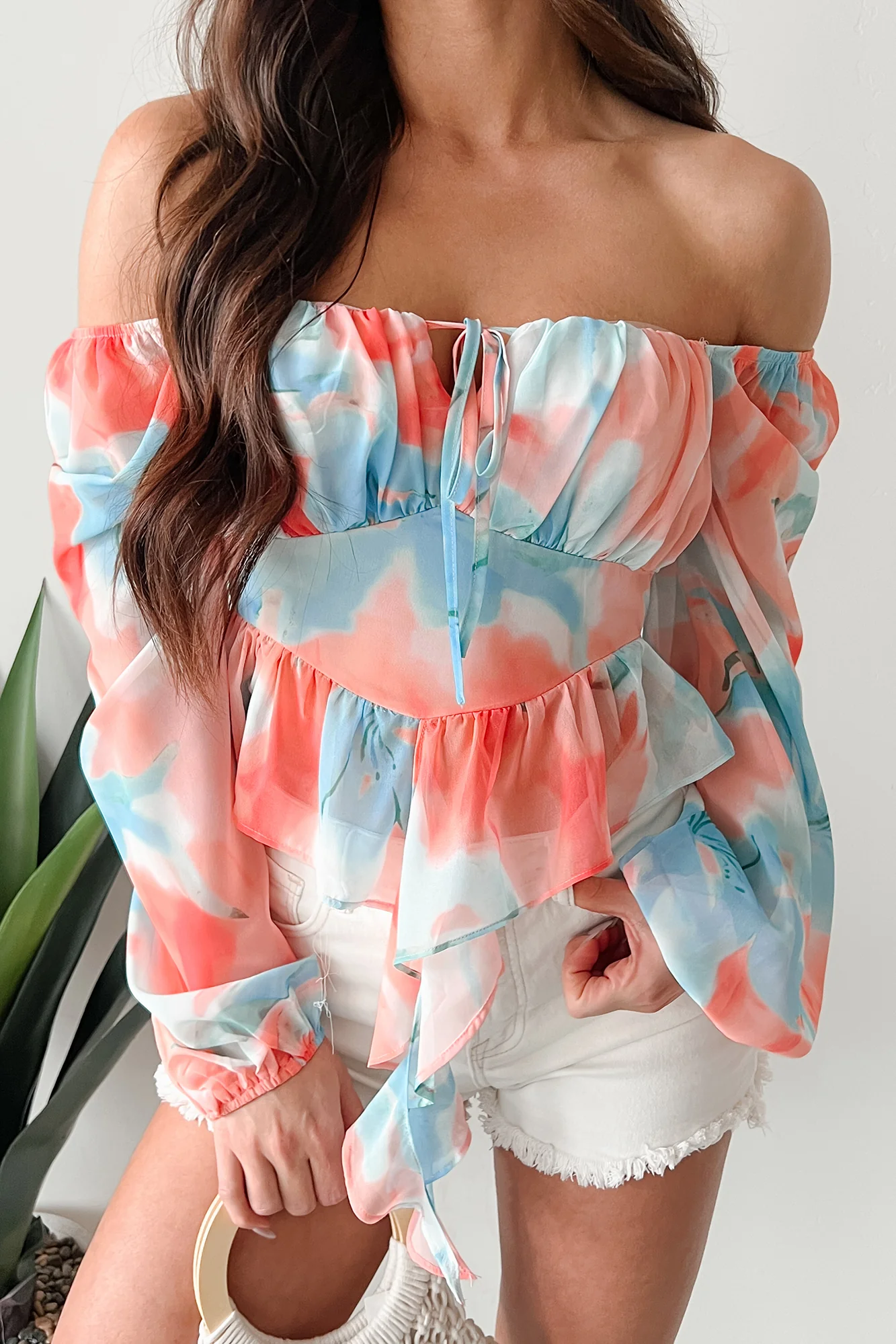 Radiate Good Vibes Pastel Tie-Dye Ruffled Top (Orange Combo) - Image 6