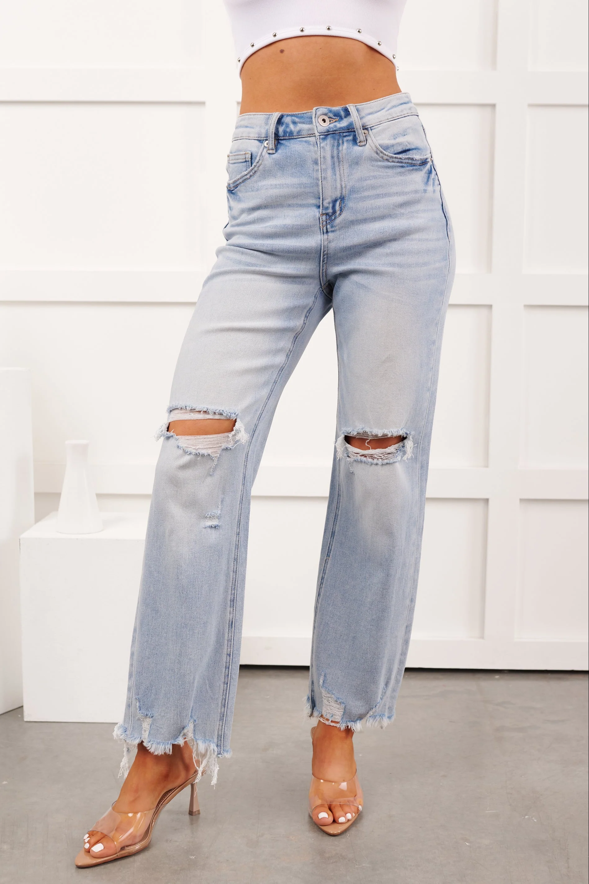 Randall Distressed Mica Denim Jeans (Ice Blue) - Image 8
