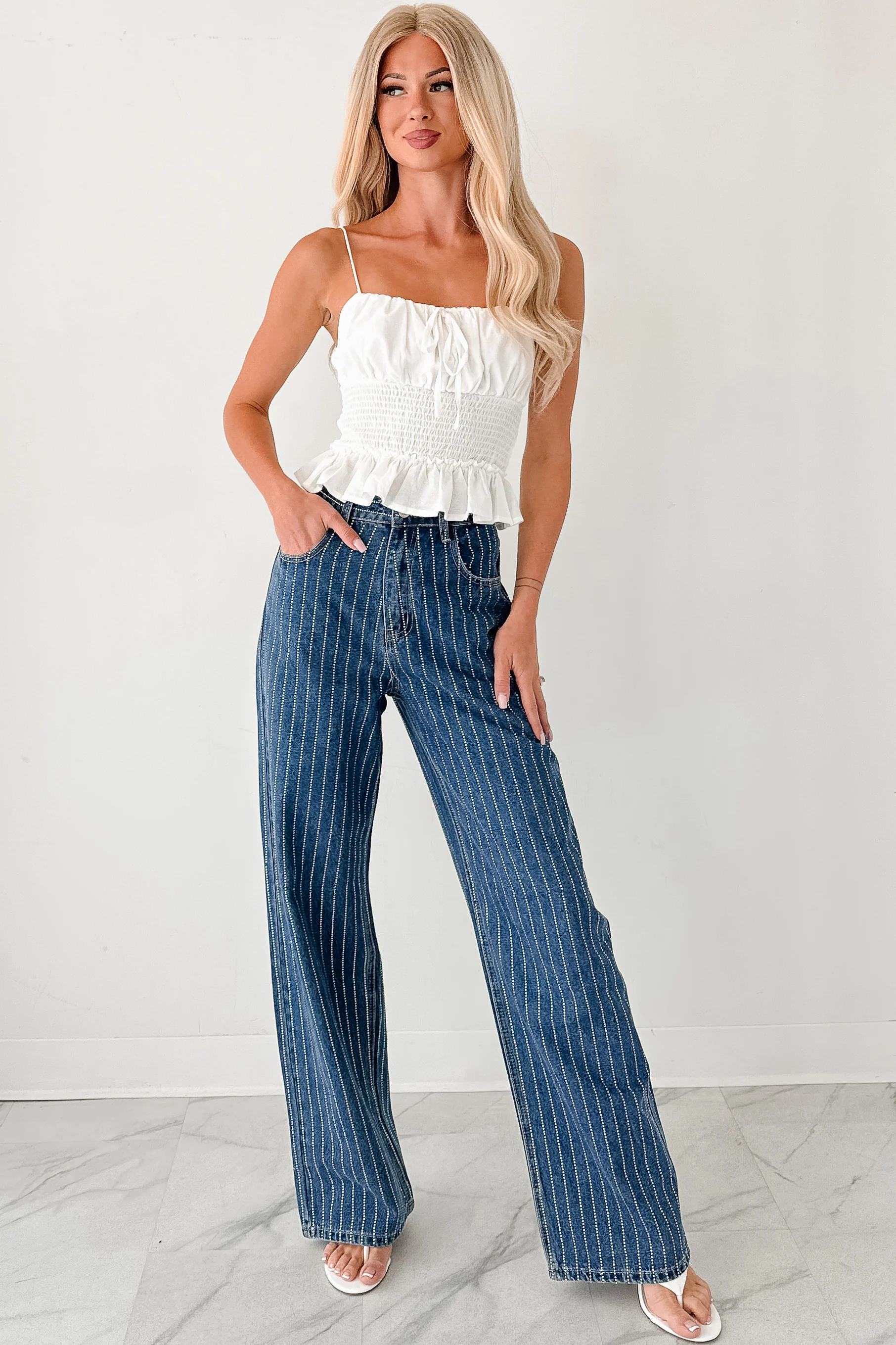 Read My Blush Smocked Cami Top (Off White) - Image 17