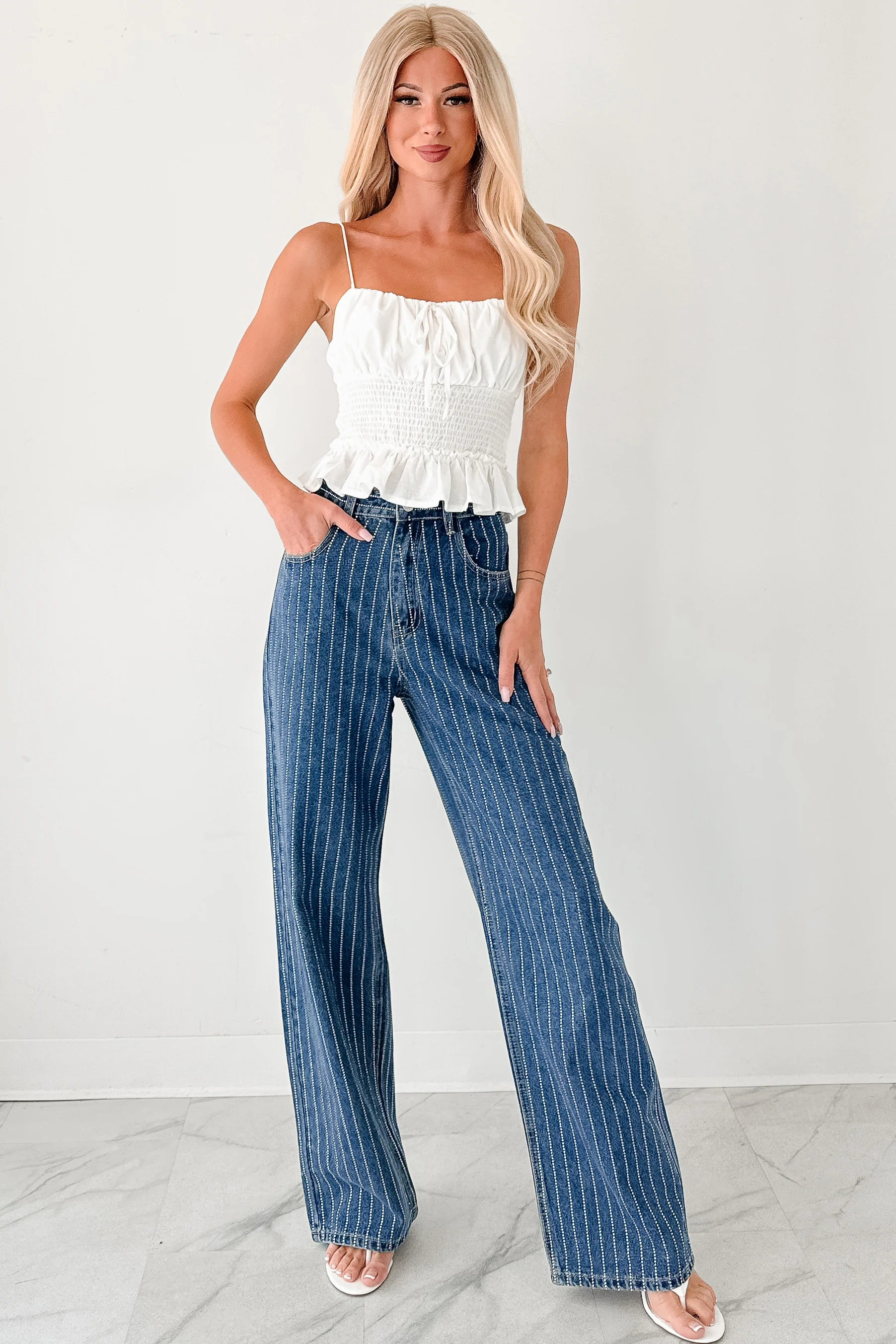 Read My Blush Smocked Cami Top (Off White) - Image 3