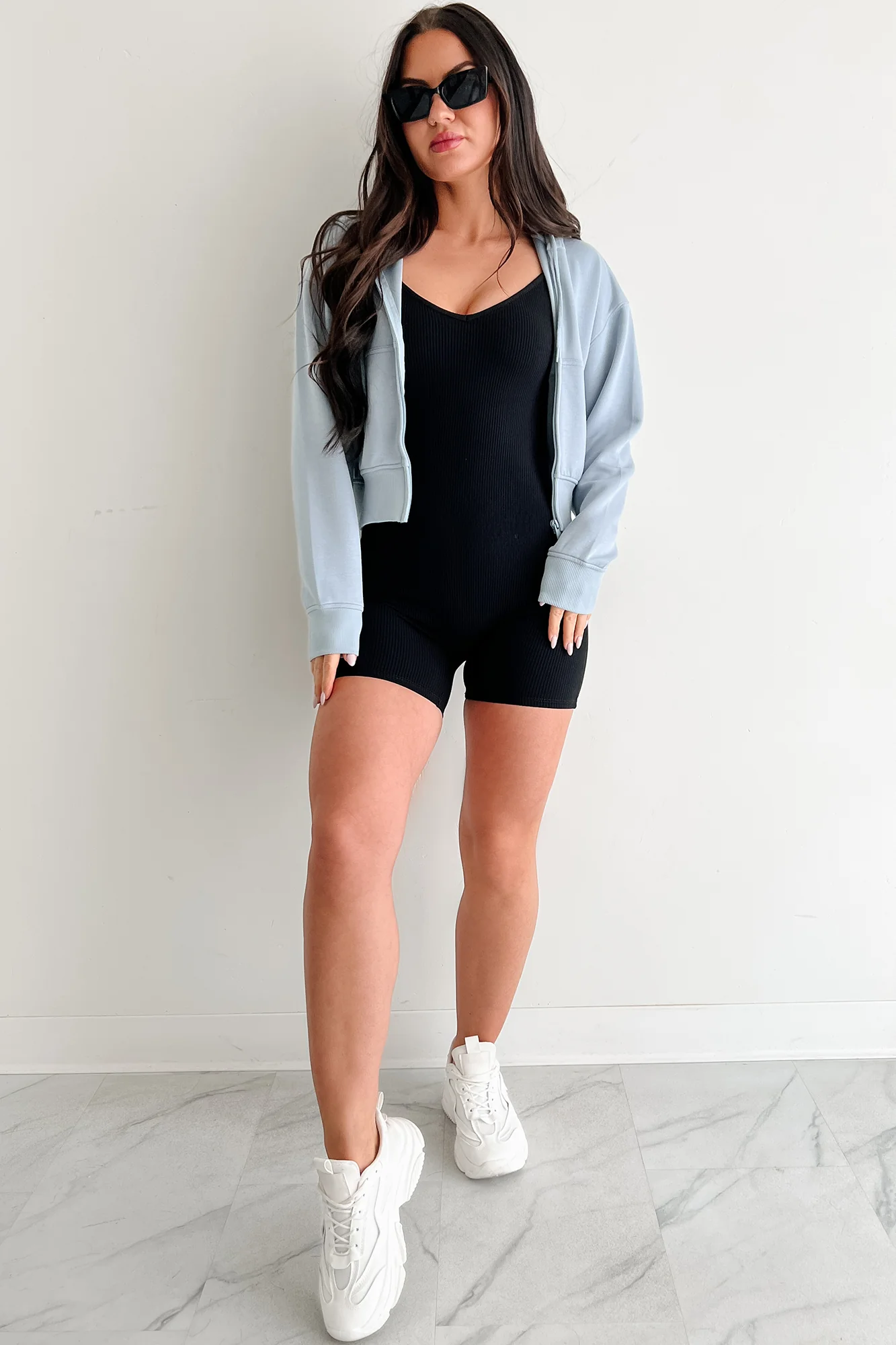 Ready Set Hustle Sleeveless Fitted Romper (Black) - Image 10