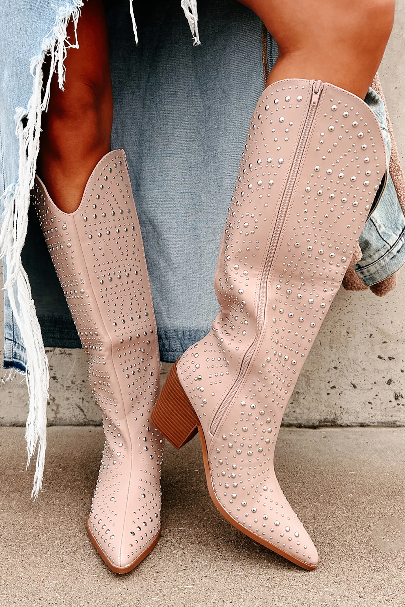Ready To Get Rowdy Studded Western Boots (Beige) - Image 3