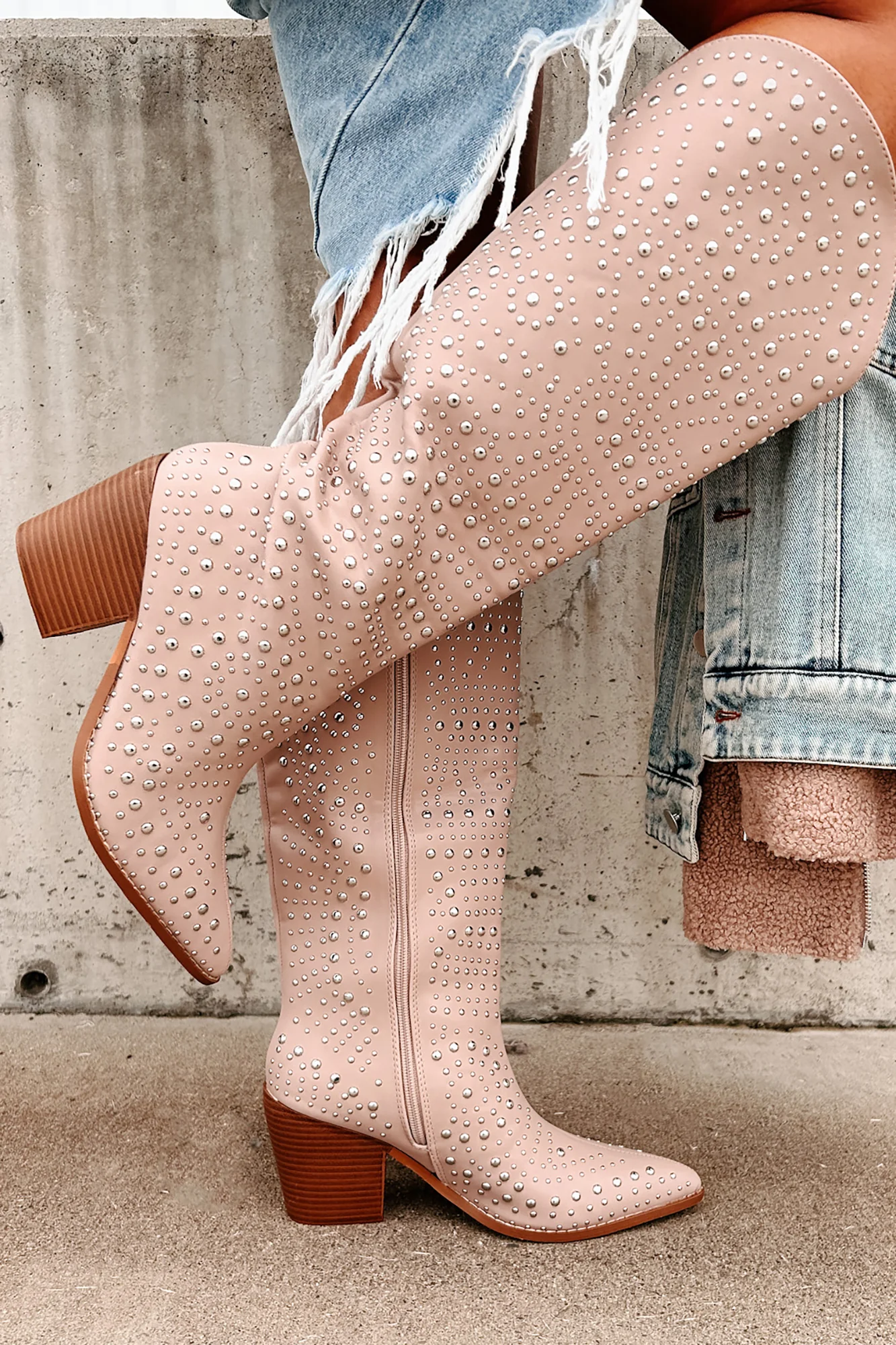 Ready To Get Rowdy Studded Western Boots (Beige) - Image 6