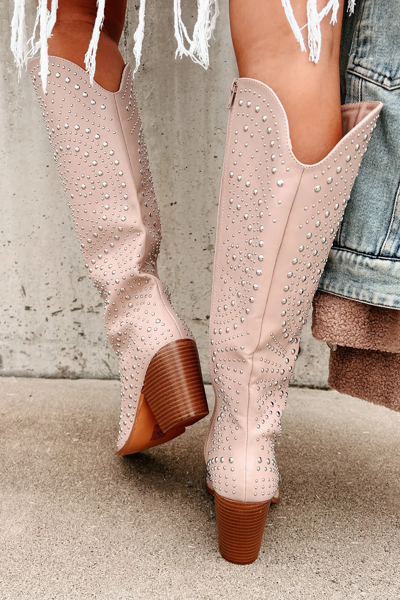 Ready To Get Rowdy Studded Western Boots (Beige) - Image 7