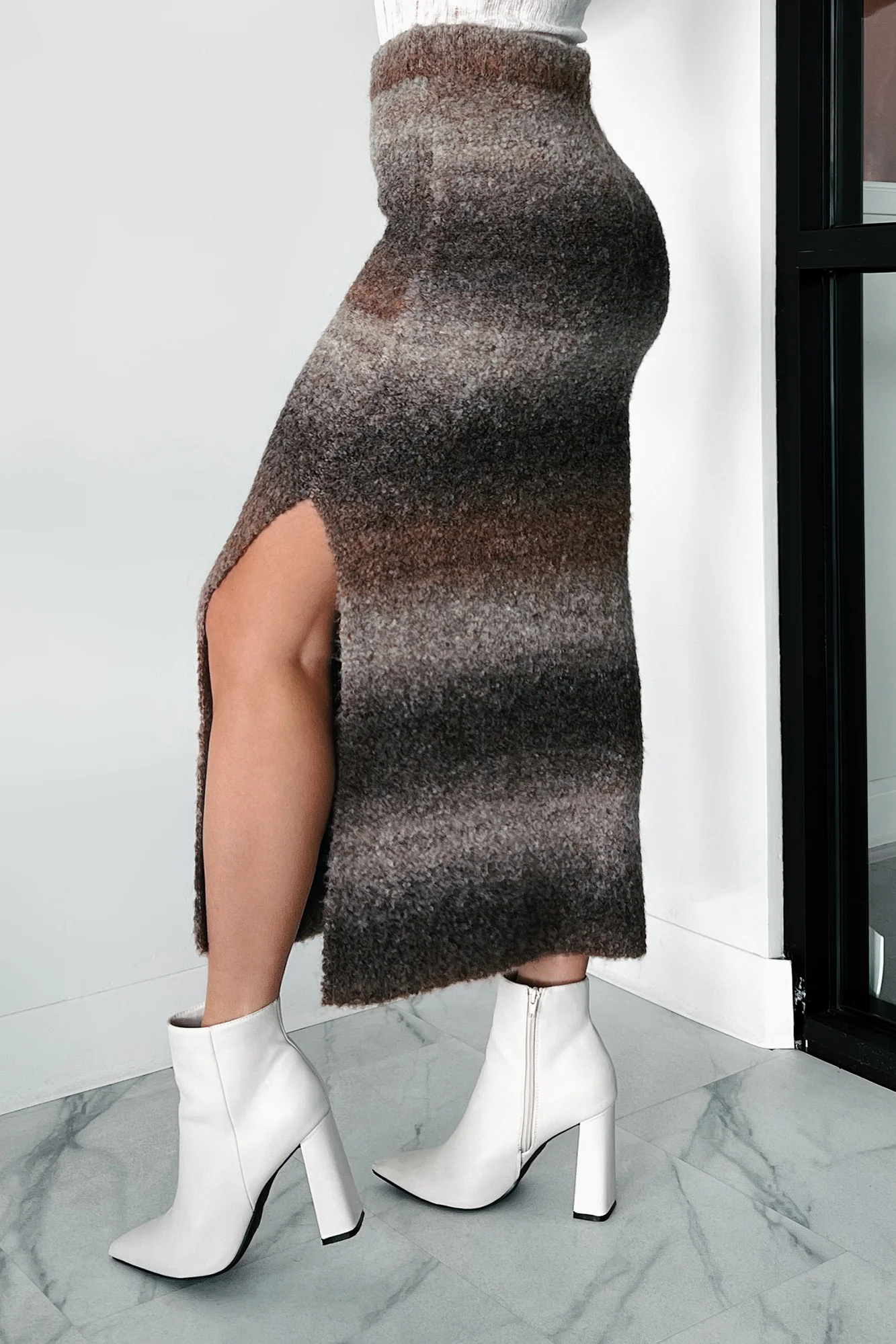Ready To Reconnect Sweater Knit Ombre Midi Skirt (Espresso) - Image 6