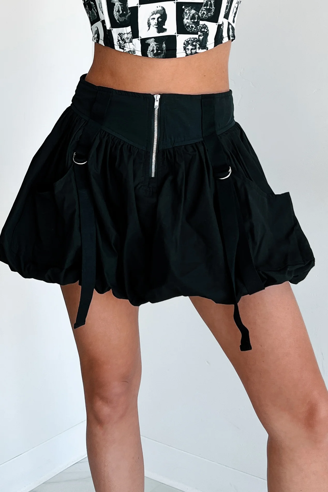 DOORBUSTER Rebel By Choice Strap Detail Bubble Skirt (Black) - Image 3