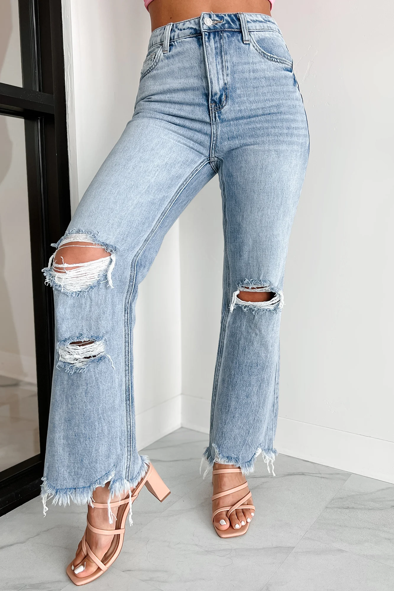 Redeemed High Rise Distressed 90's Flare Vervet Jeans (Medium) - Image 10