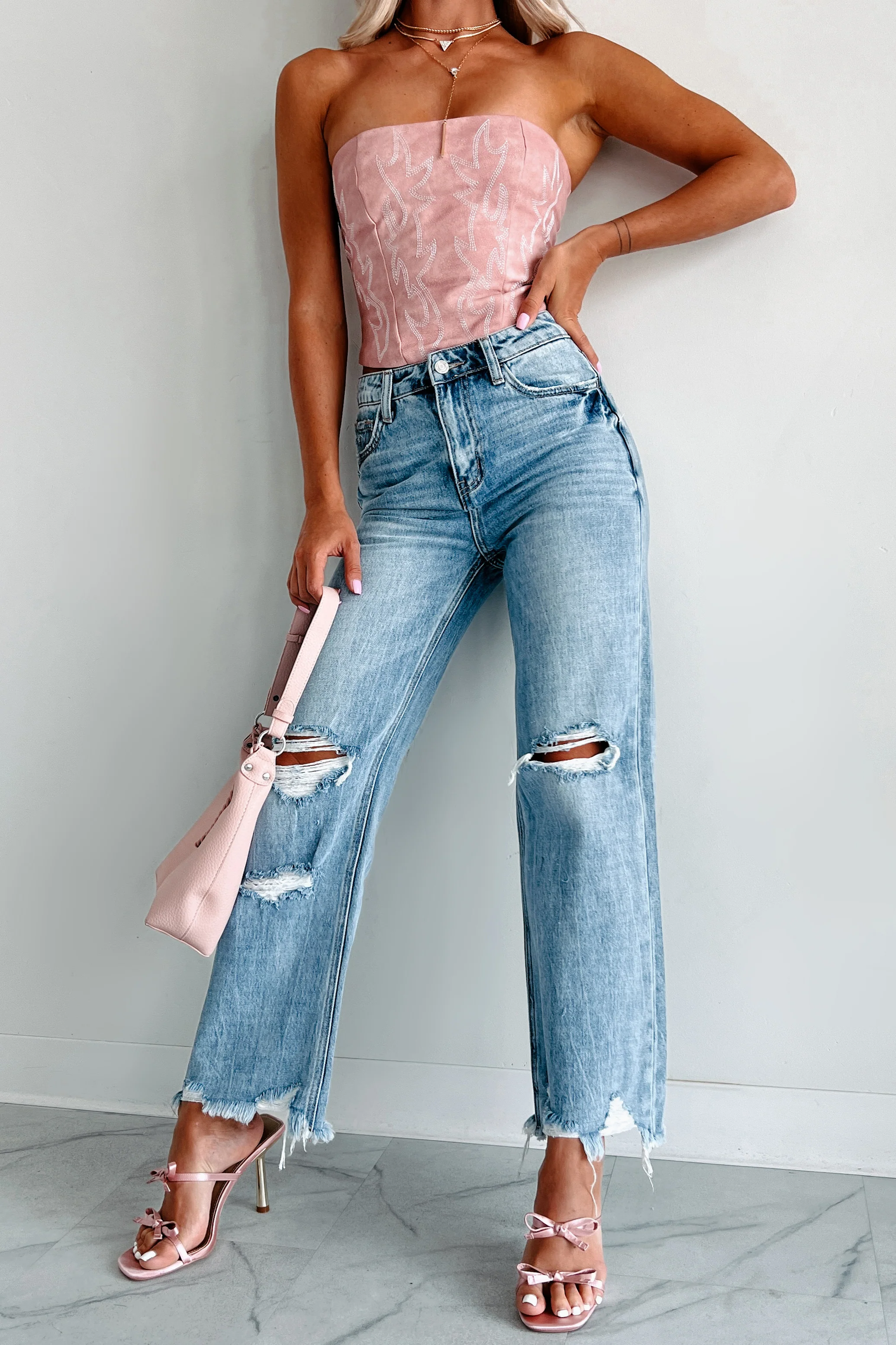 Redeemed High Rise Distressed 90's Flare Vervet Jeans (Medium) - Image 6