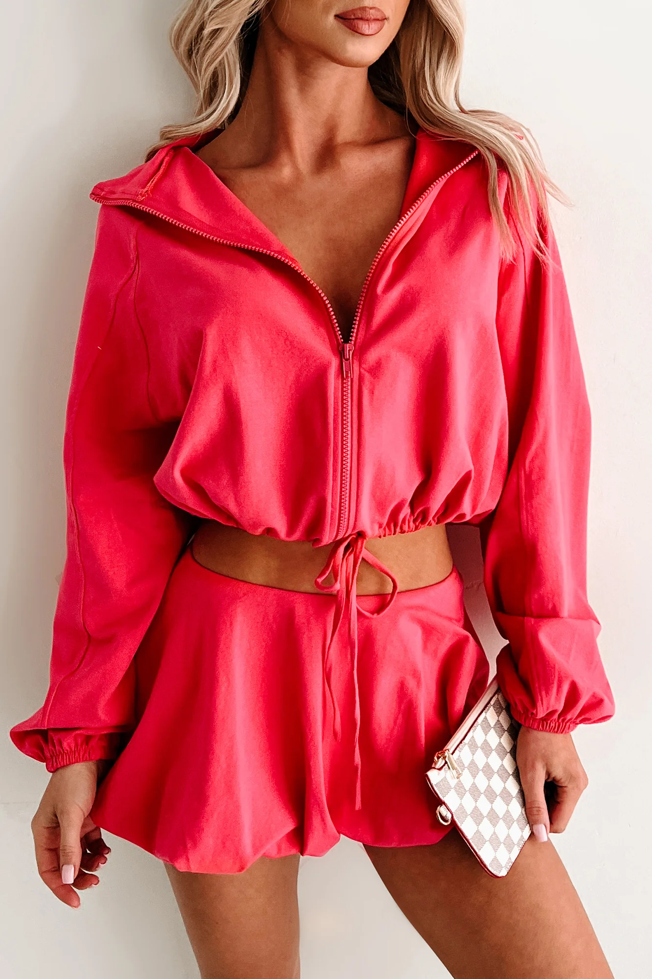 Relax, Recharge, Repeat Two-Piece Puff Skirt Set (Coral) - Image 8