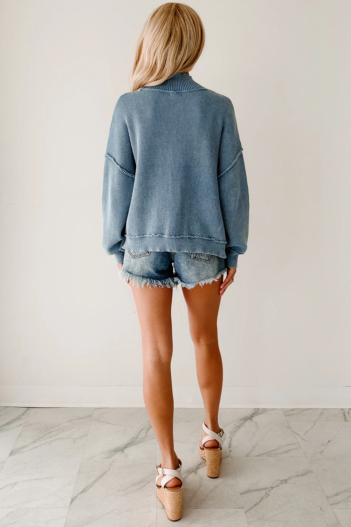 Rest Is Ritual Mineral Wash POL Cardigan (Blue) - Image 5