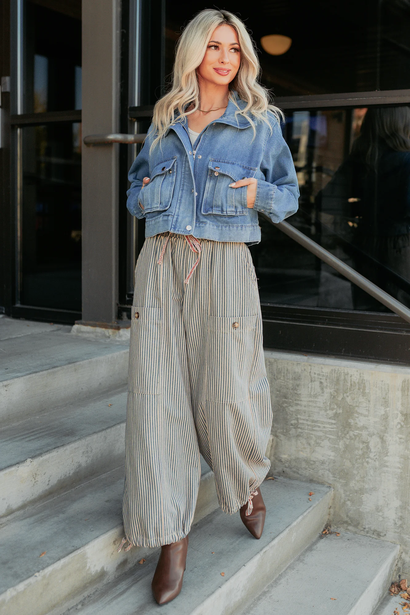 Restless Heart Striped Wide Leg Drawstring Pants (Latte) - Image 16