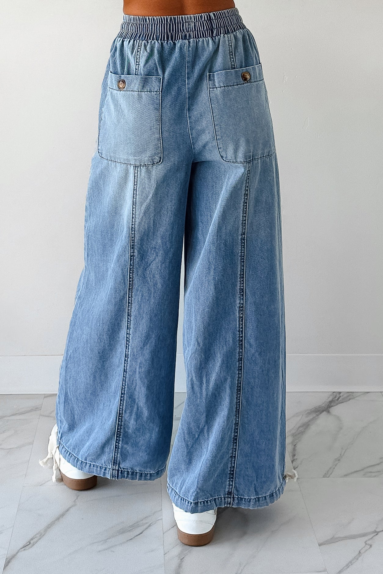 Restless Soul Denim Wide Leg Drawstring Pants (Light) - Image 5